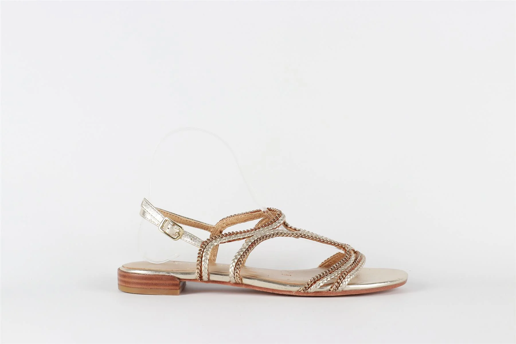 STUART WEITZMAN GOLD LEATHER SANDALS EU 37 UK 4 US 7 - Image 2