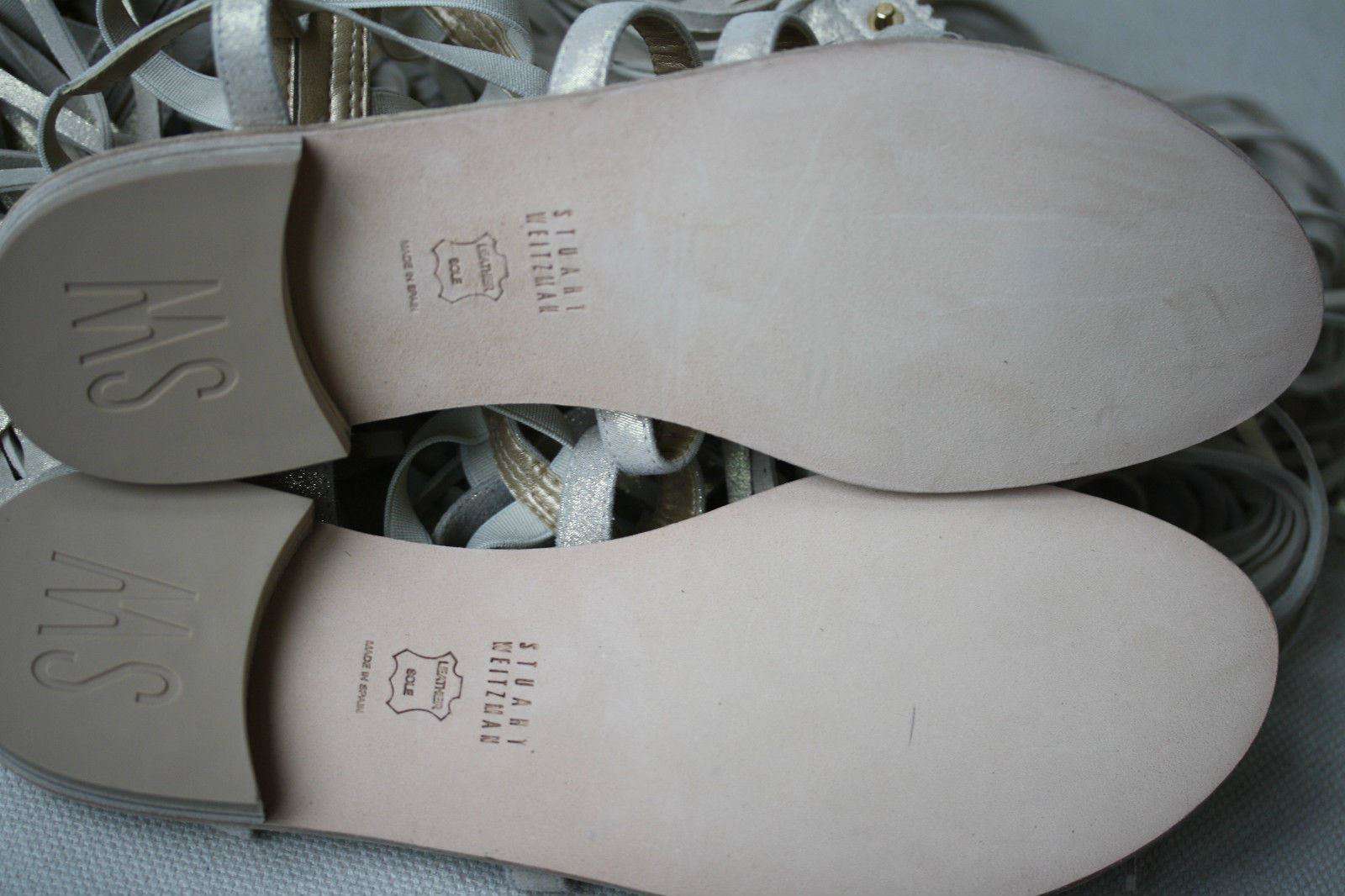 STUART WEITZMAN METALLIC BEIGE FRINGE BENEFIT SANDALS US 6.5 UK 4.5 - Image 11