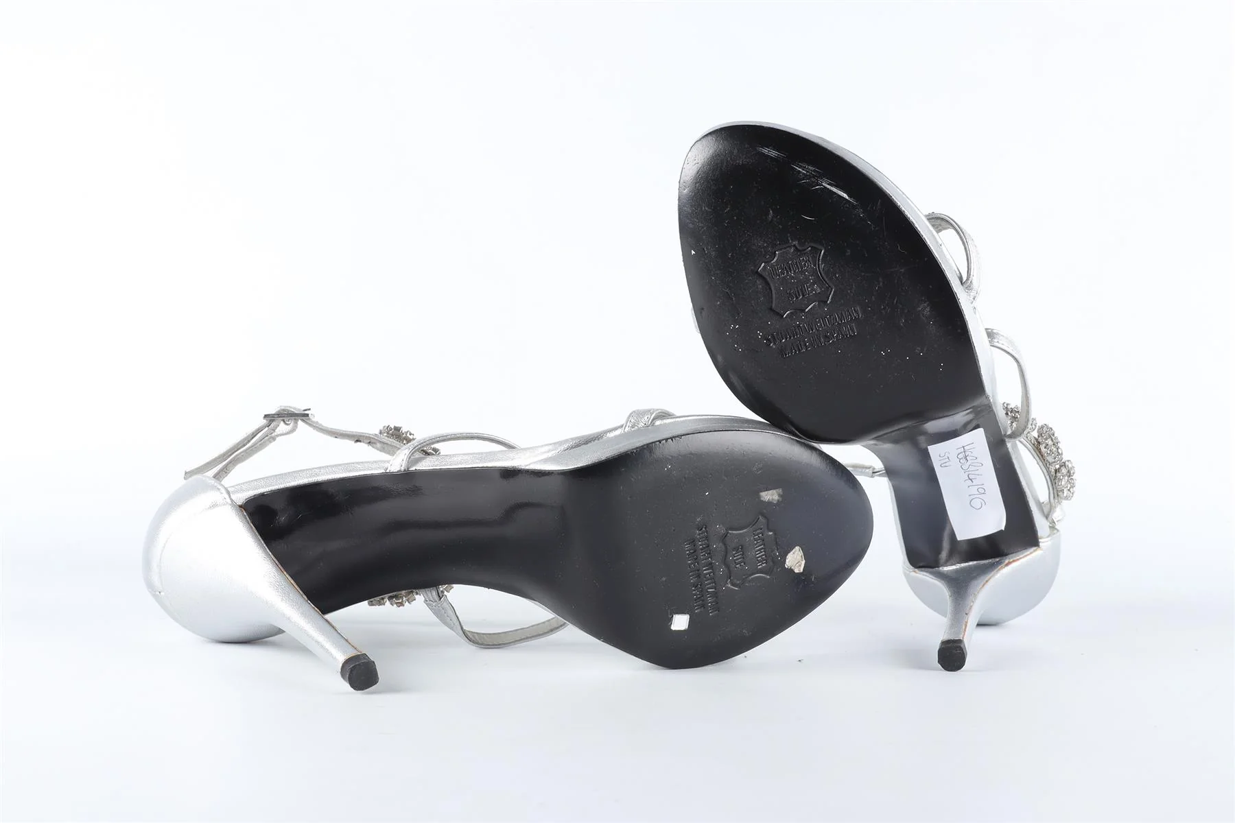 STUART WEITZMAN SILVER CRYSTAL AND LEATHER SANDALS EU 37 UK 4 US 7 - Image 6