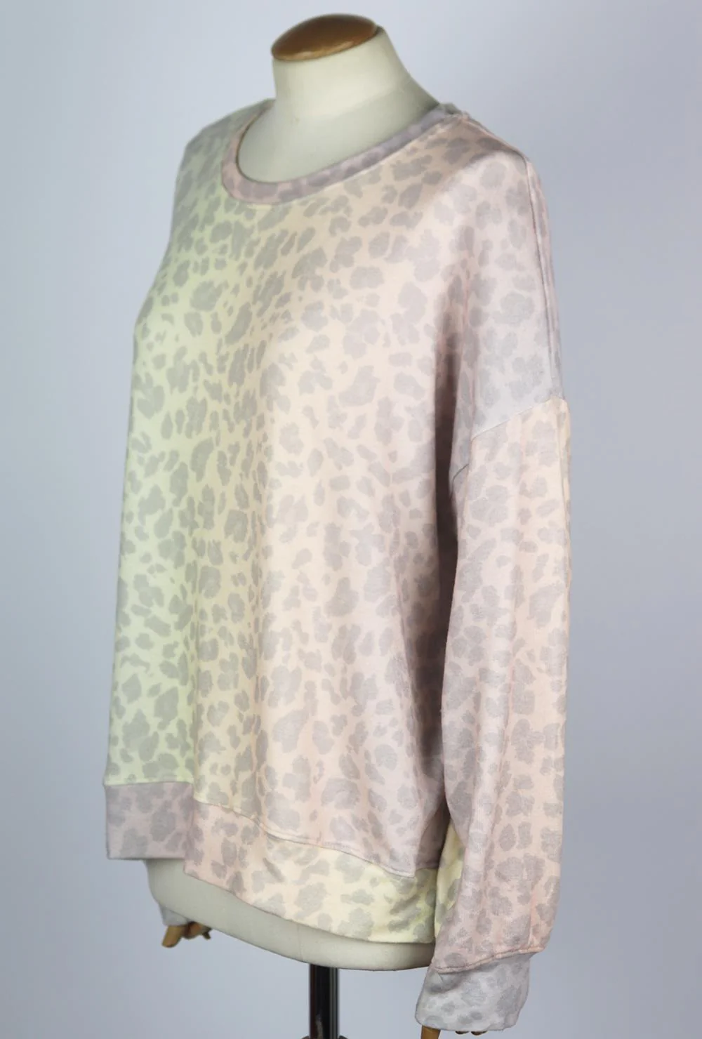SUNDRY TIE DYED LEOPARD PRINT STRETCH JERSEY SWEATSHIRT UK 12 - Image 3
