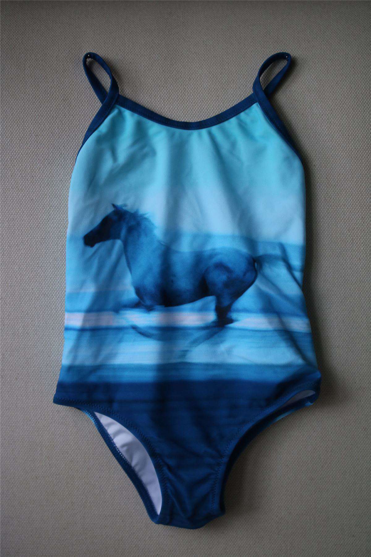 SUNUVA GIRLS BLUE HORSE PRINT SWIMSUIT 3-4 YEARS - Image 3