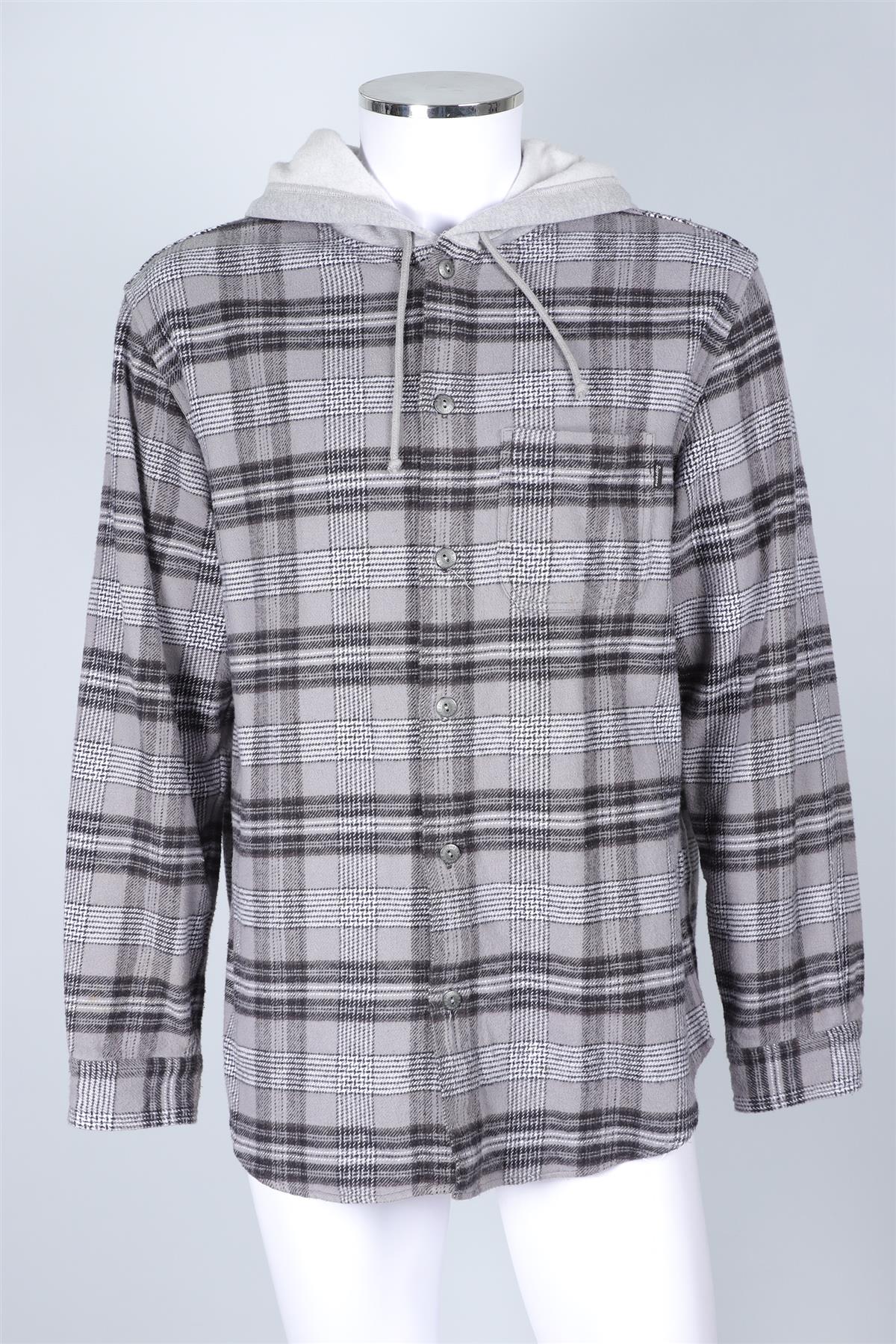 SUPREME GREY CHECKED WOOL CARDIGAN LARGE - Image 2