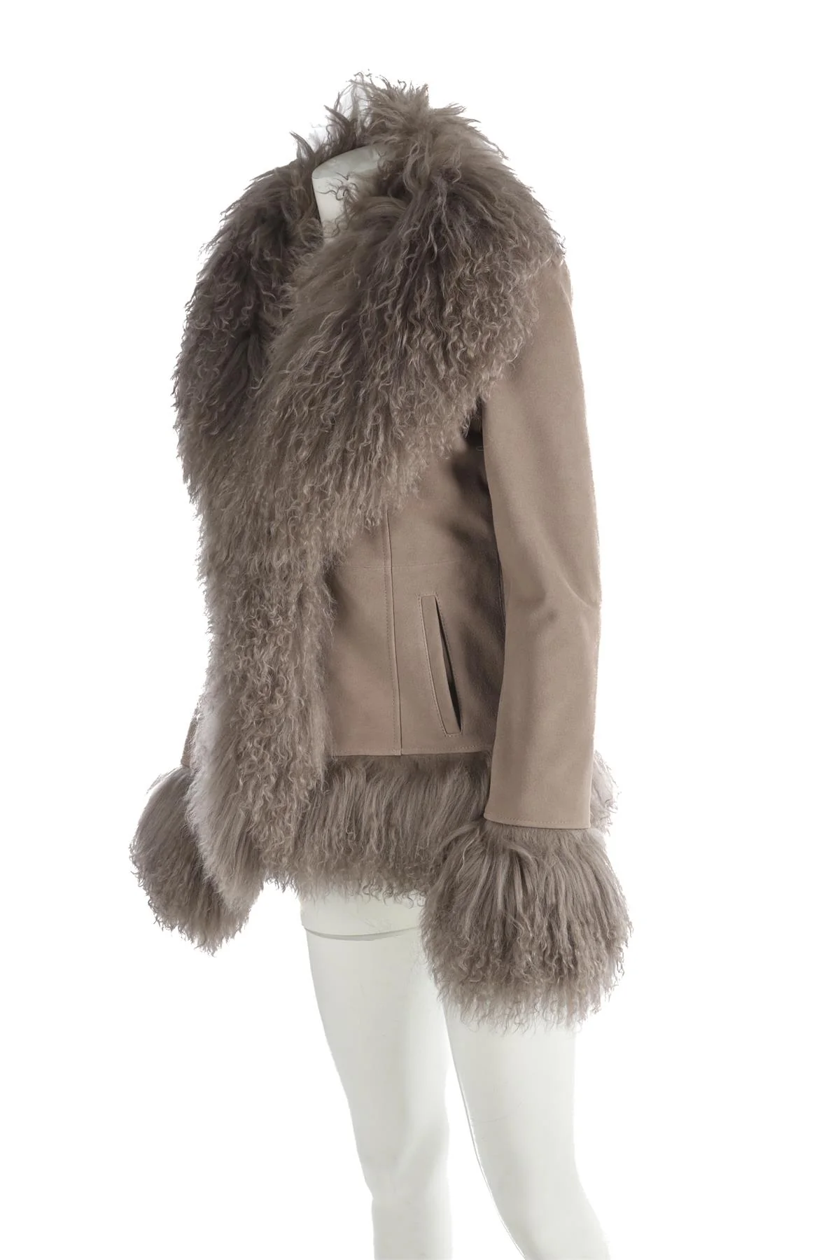 SUSANNA CHOW GREY SUEDE JACKET SMALL - Image 3