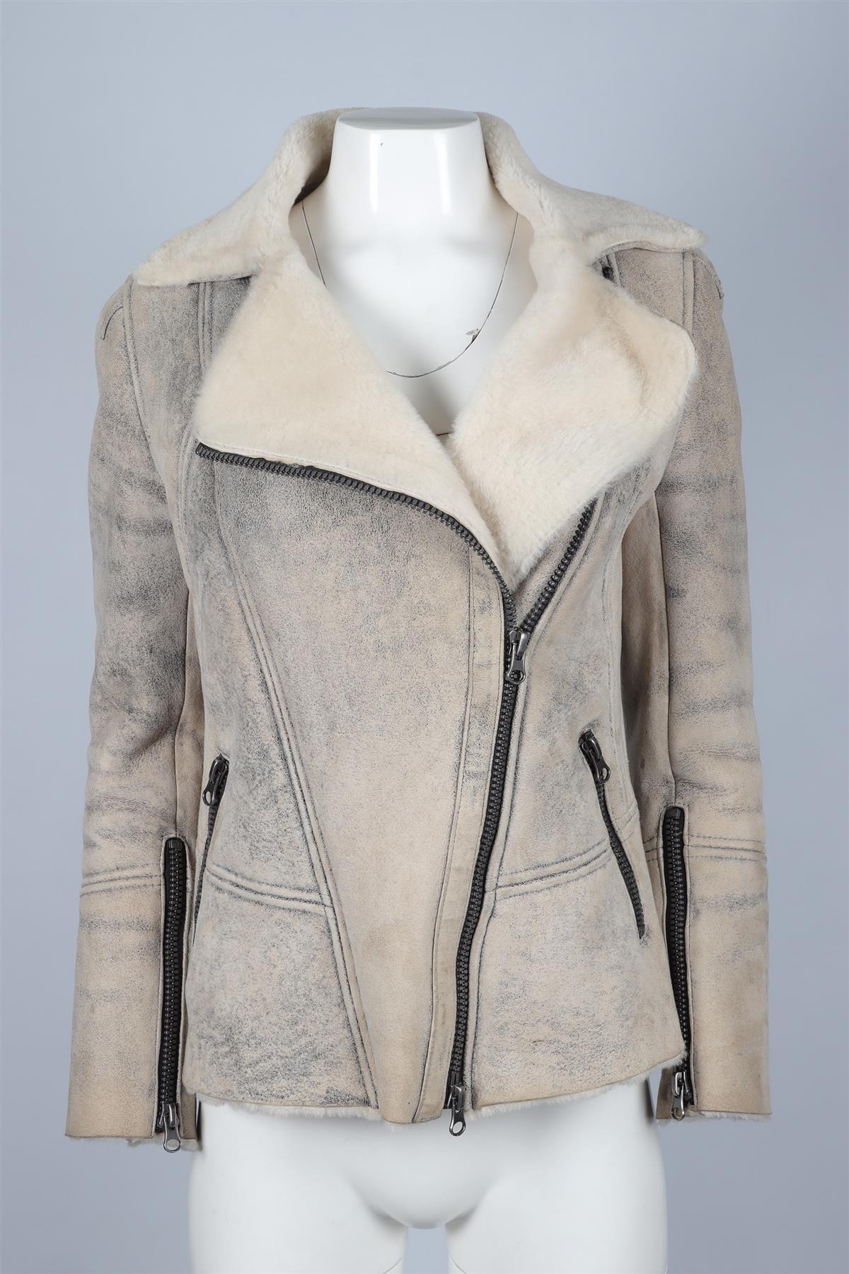SYLVIE SCHIMMEL BIEGE SUEDE JACKET FR 38 UK 10 - Image 2