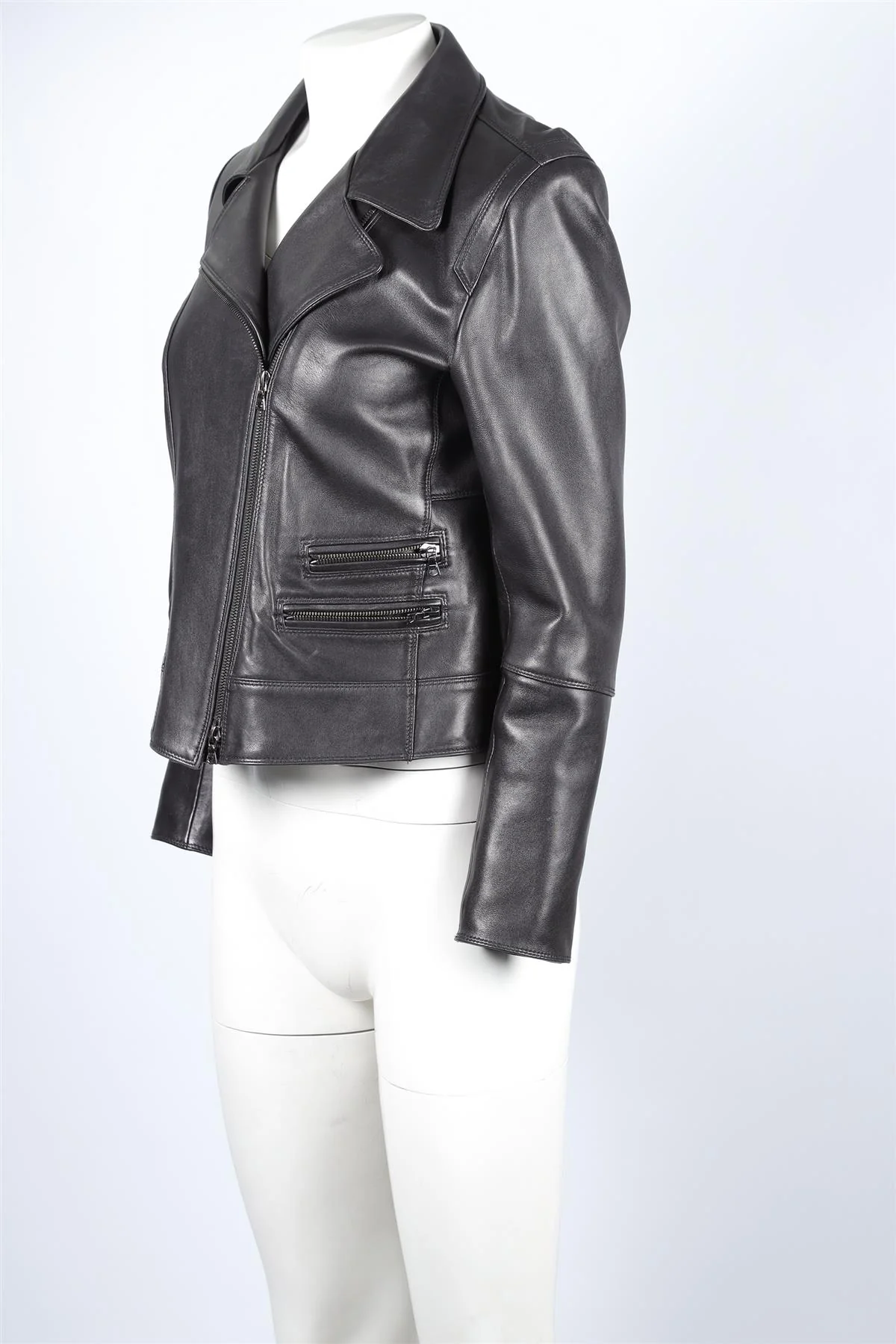 Sylvie Schimmel Black Leather Biker Jacket FR 44 UK 16 - Image 3