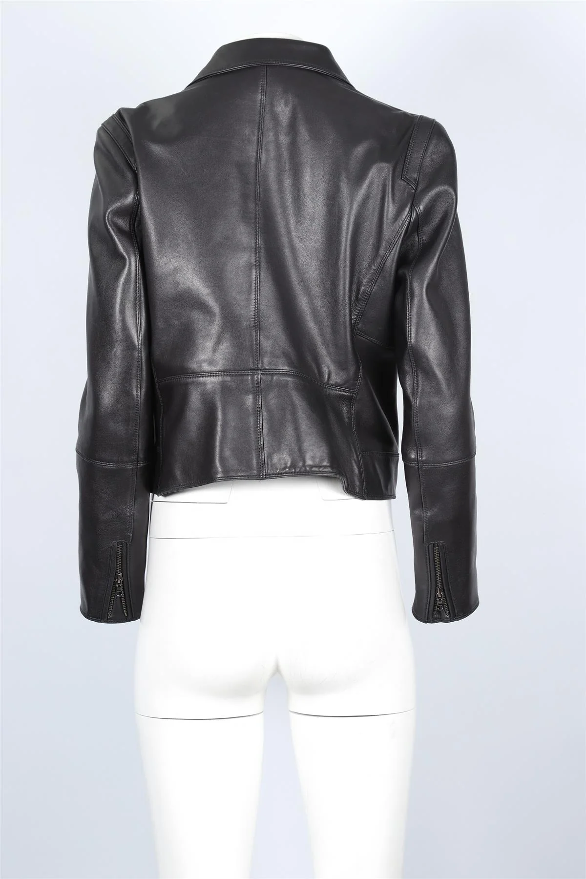 Sylvie Schimmel Black Leather Biker Jacket FR 44 UK 16 - Image 4