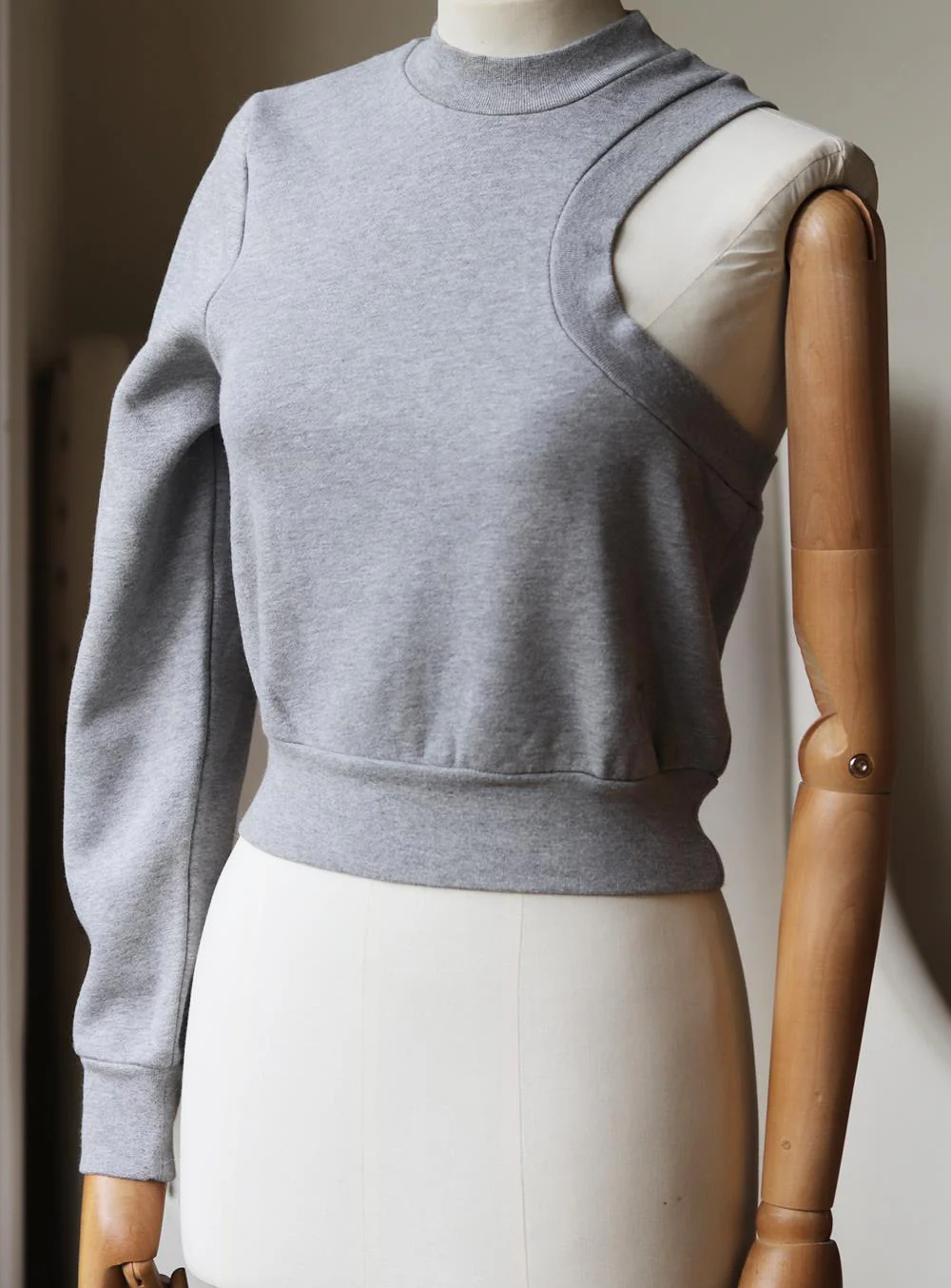 T BY ALEXANDER WANG ONE SHOULDER COTTON BLEND JERSEY SWEATSHIRT XSMALL - Image 3