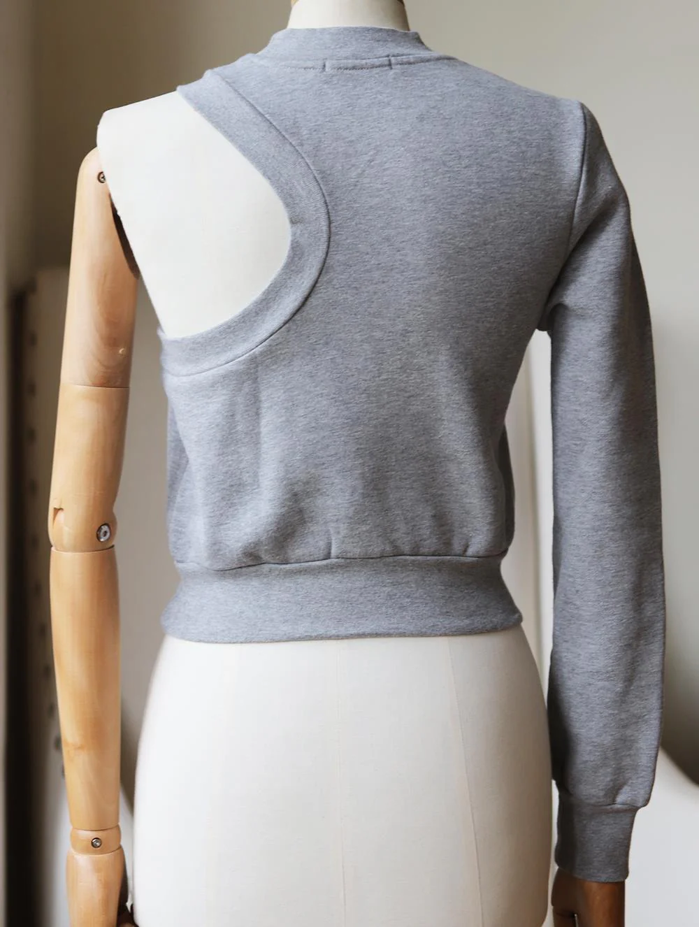 T BY ALEXANDER WANG ONE SHOULDER COTTON BLEND JERSEY SWEATSHIRT XSMALL - Image 4