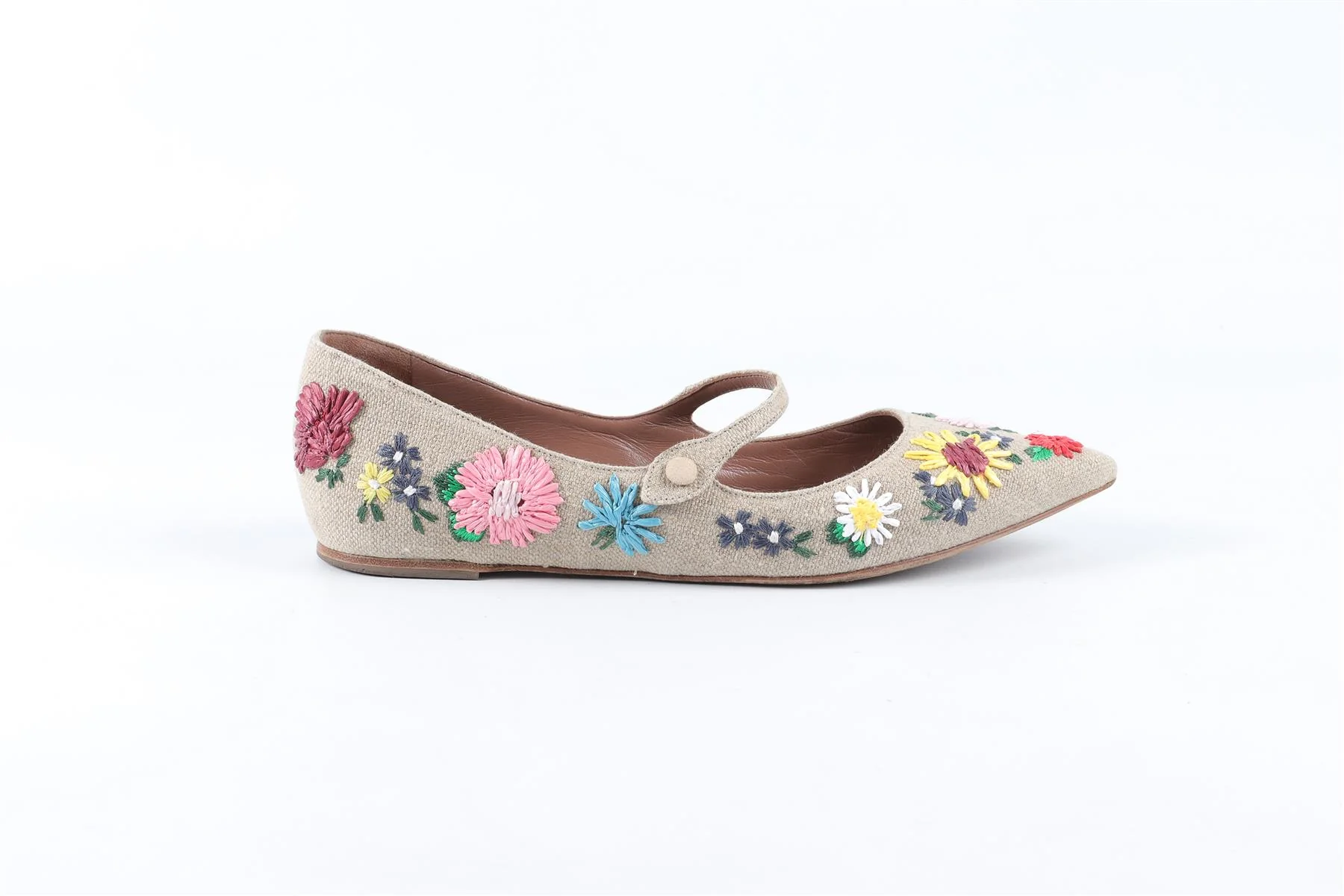 TABITHA SIMMONS BEIGE CANVAS BALLET FLATS EU 38.5 UK 5.5 US 8.5 - Image 2