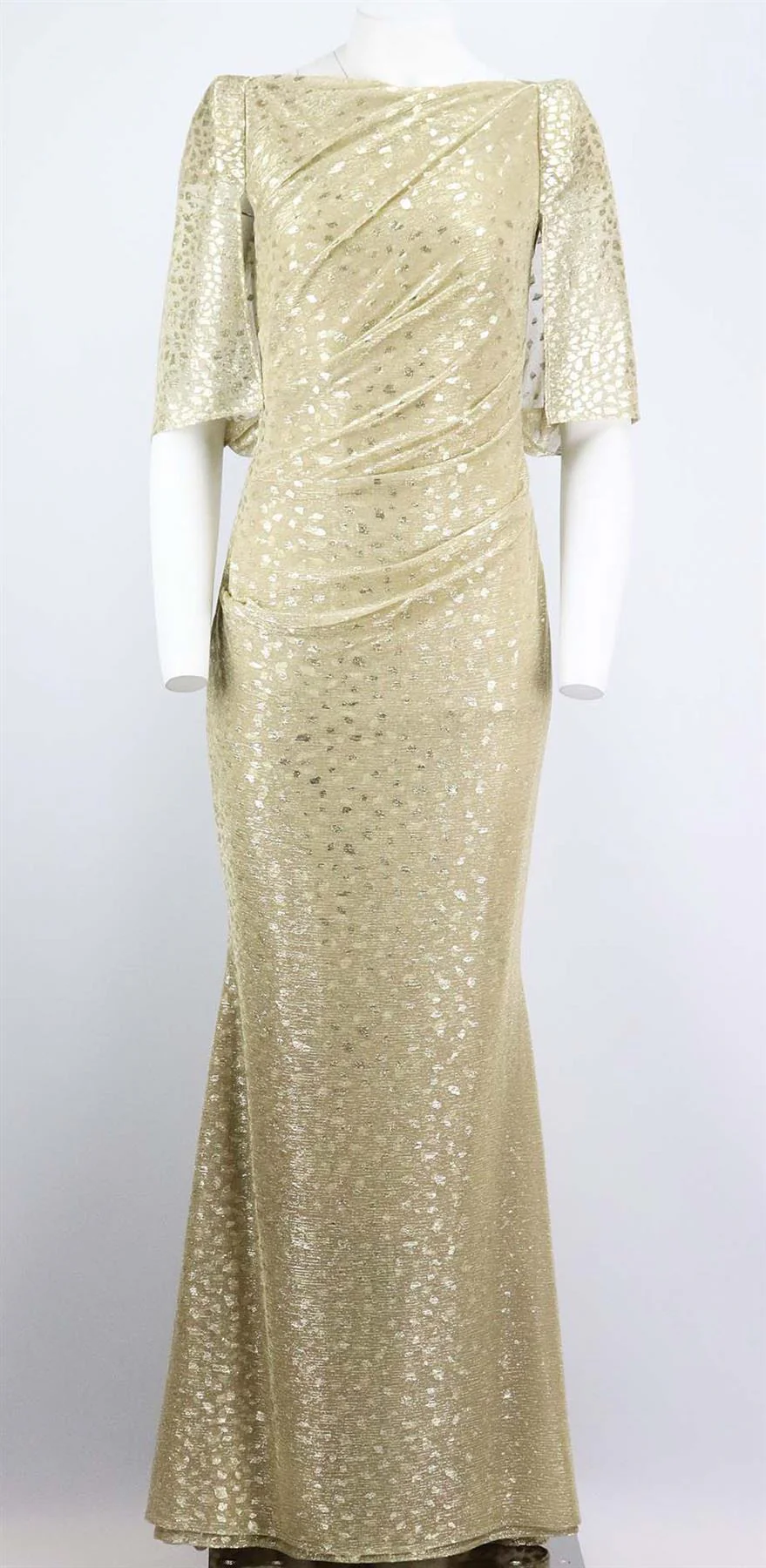 TALBOT RUNHOF CAPE EFFECT DRAPED METALLIC FIL COUPÉ VOILE GOWN US 8 UK 12 - Image 8