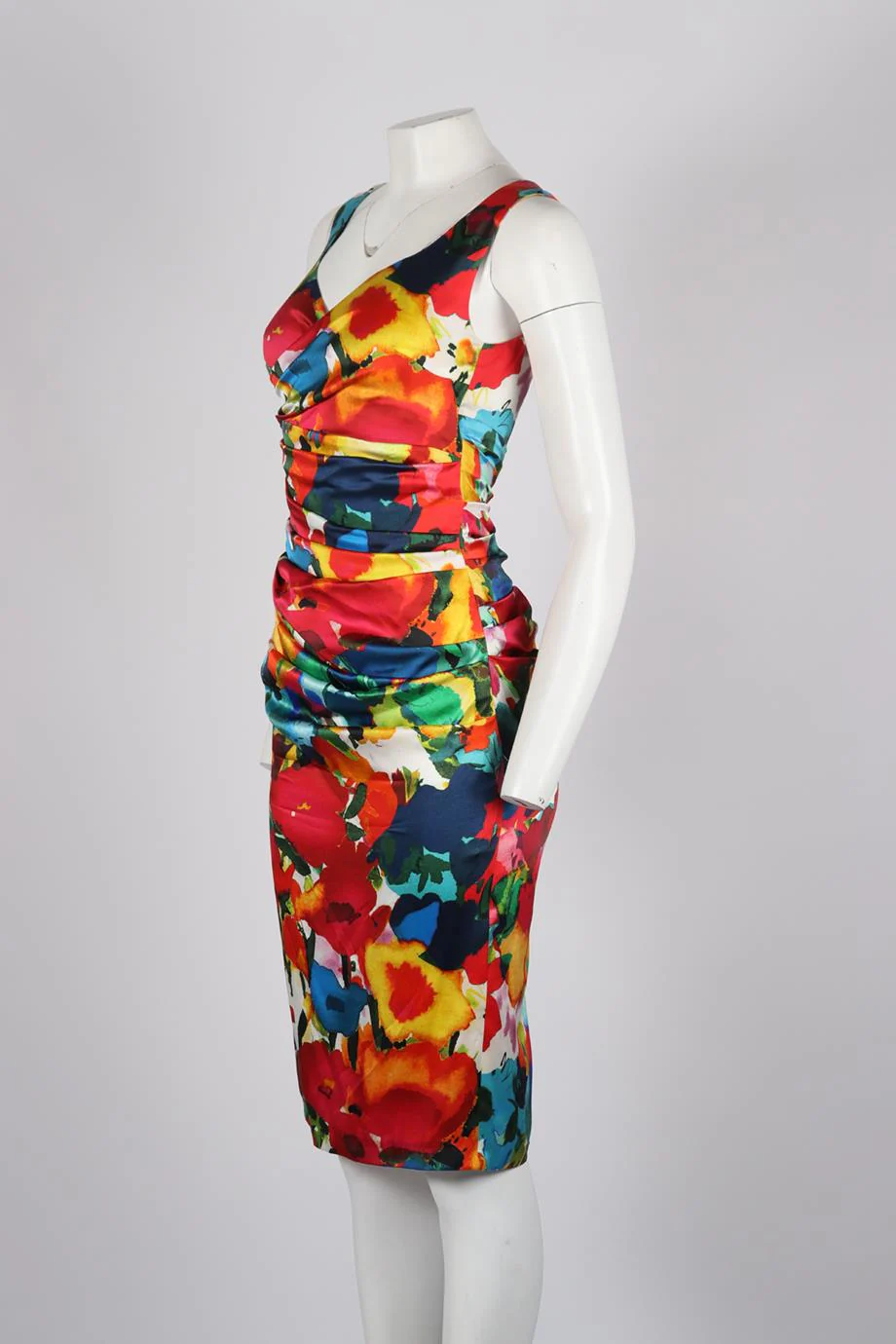 TALBOT RUNHOF RUCHED FLORAL PRINT SILK DRESS UK 10 - Image 3
