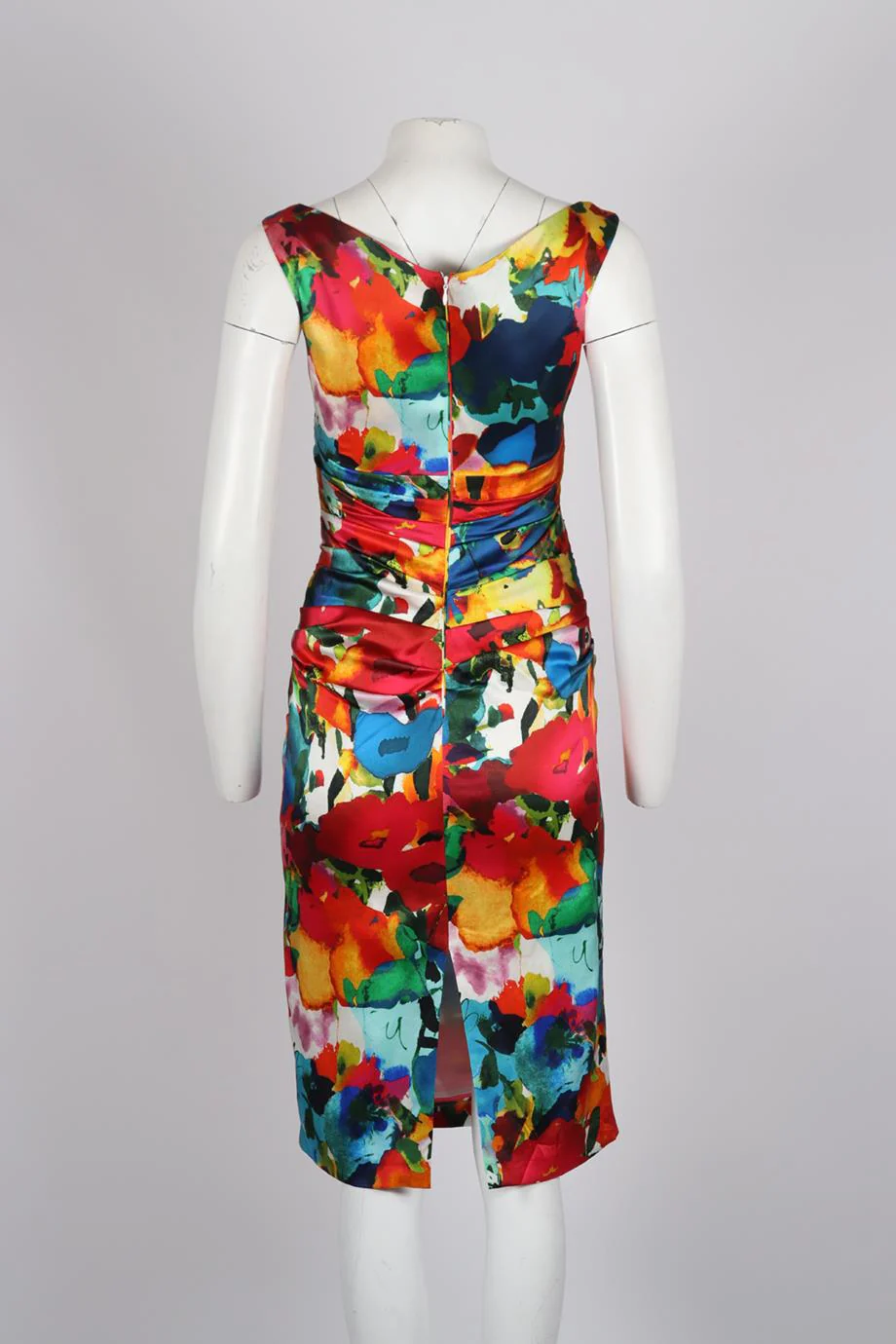TALBOT RUNHOF RUCHED FLORAL PRINT SILK DRESS UK 10 - Image 4