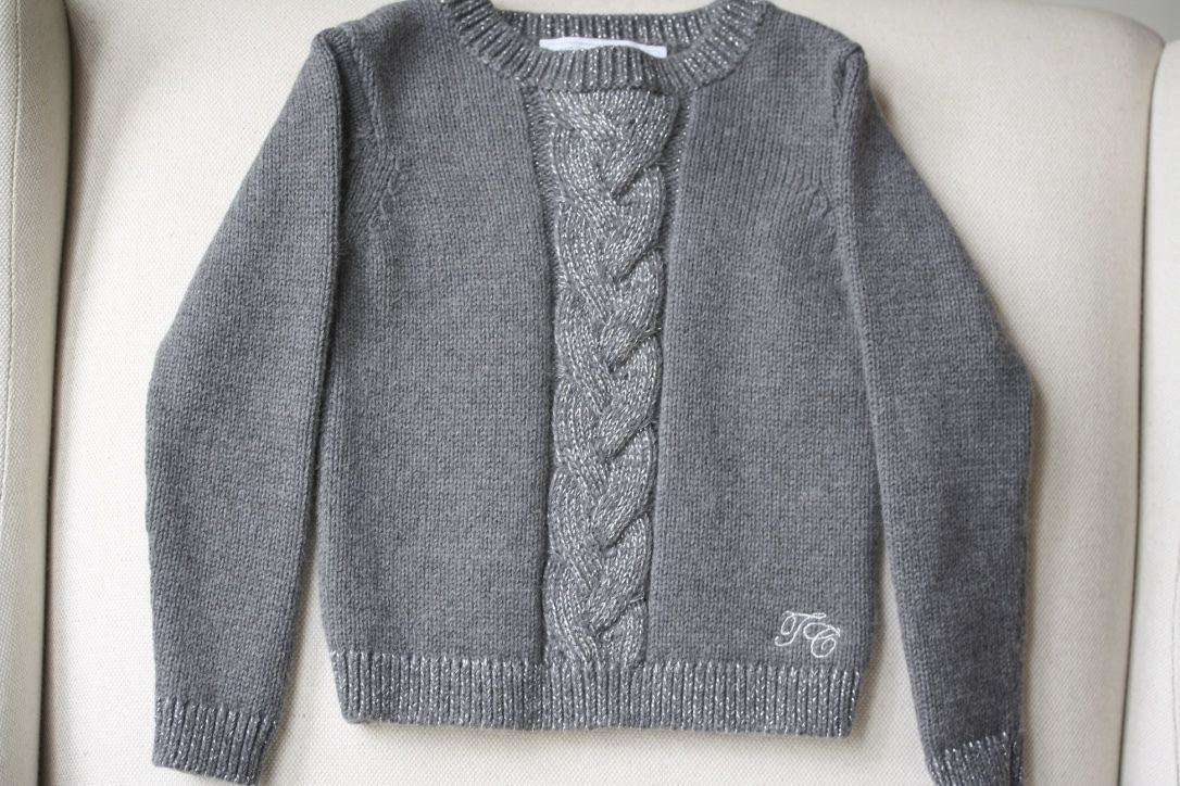 TARTINE ET CHOCOLAT BABY GREY CABLE SWEATER 3 YEARS - Image 4