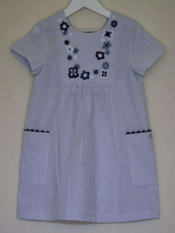 TARTINE ET CHOCOLAT GIRLS BLUE STRIPED COTTON DRESS 5 YEARS - Image 3