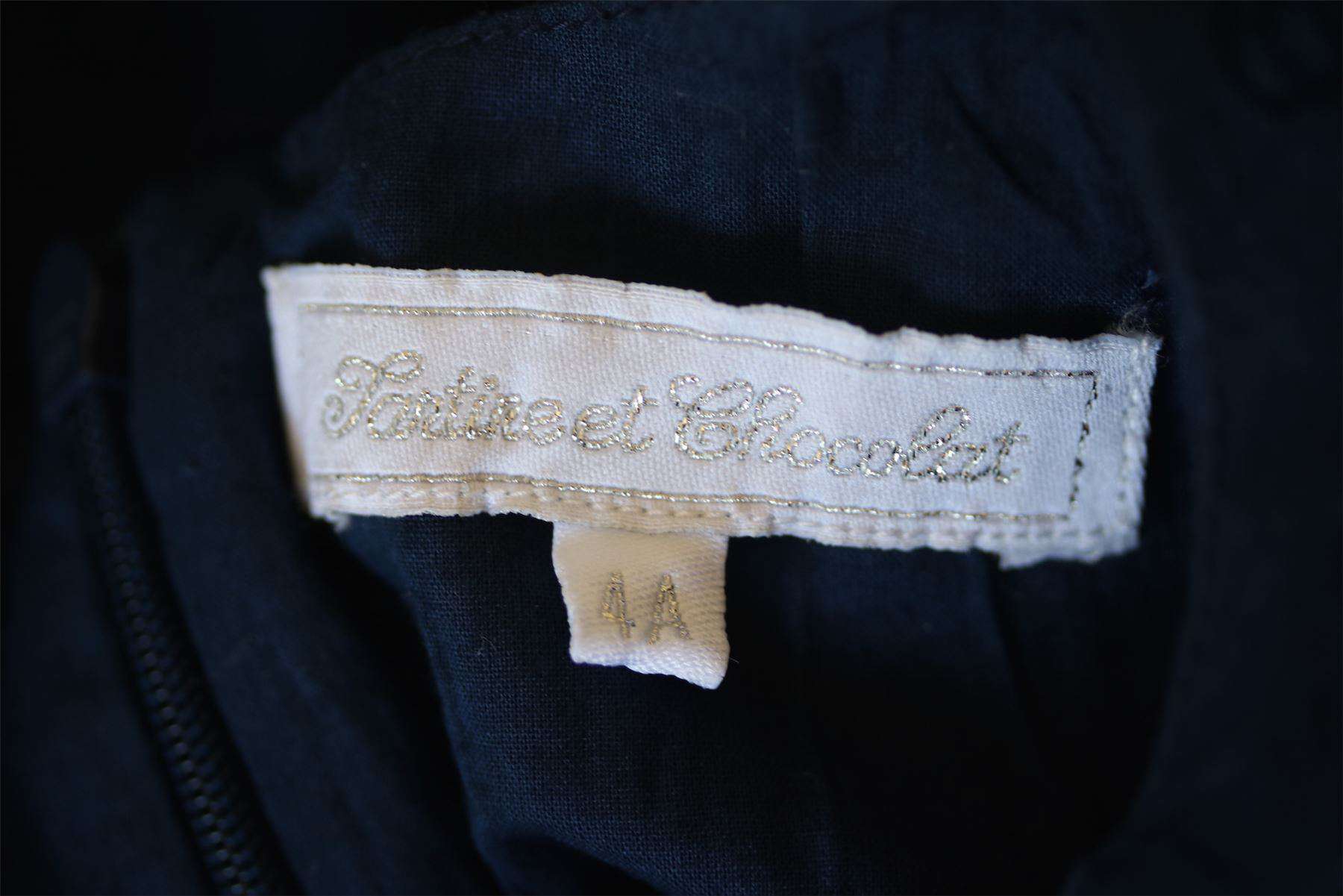 TARTINE ET CHOCOLAT GIRLS NAVY BLUE BRODERIE ANGLAISE DRESS 4 YEARS - Image 3