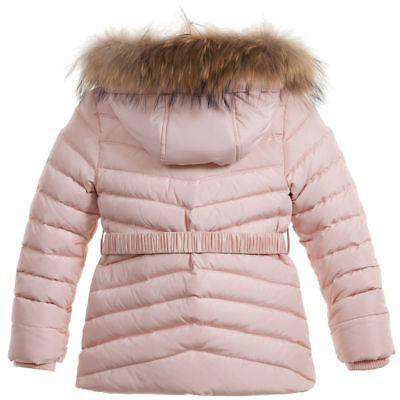 TARTINE ET CHOCOLAT GIRLS PALE PINK DOWN FILLED JACKET & FUR TRIM 3 YEARS - Image 2