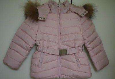 TARTINE ET CHOCOLAT GIRLS PALE PINK DOWN FILLED JACKET & FUR TRIM 3 YEARS - Image 4