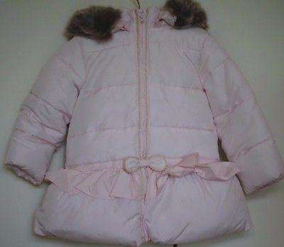 TARTINE ET CHOCOLAT GIRLS PALE PINK DOWN FILLED JACKET & FUR TRIM 3 YEARS - Image 2