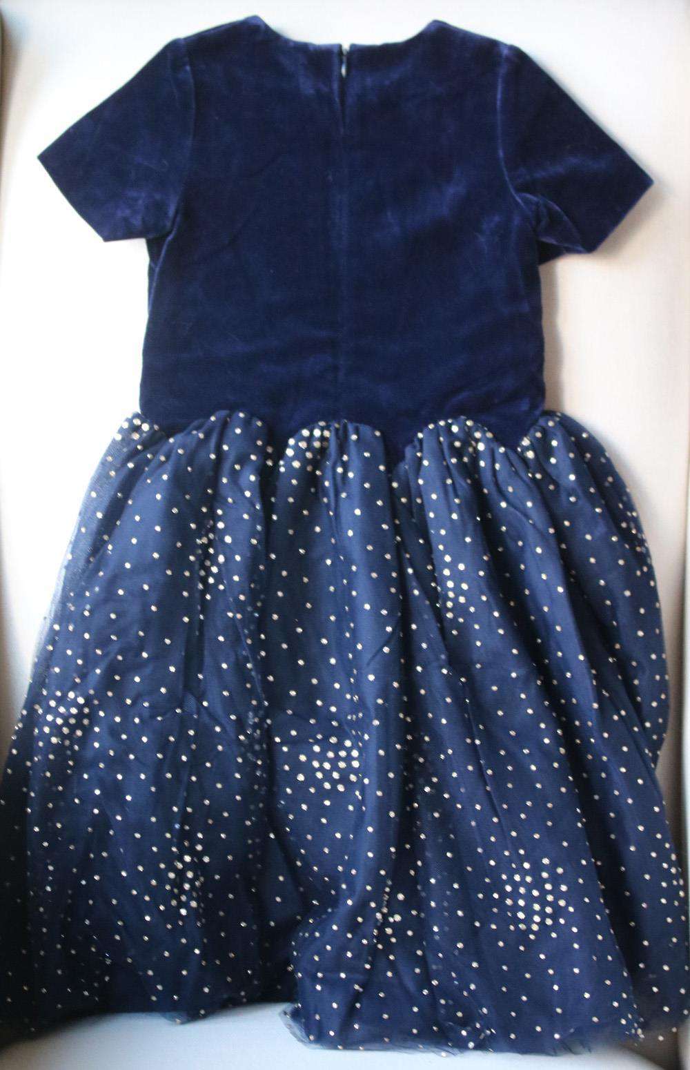 TARTINE ET CHOCOLAT KIDS GIRLS DOTTED VELVET AND TULLE DRESS 6 YEARS - Image 3