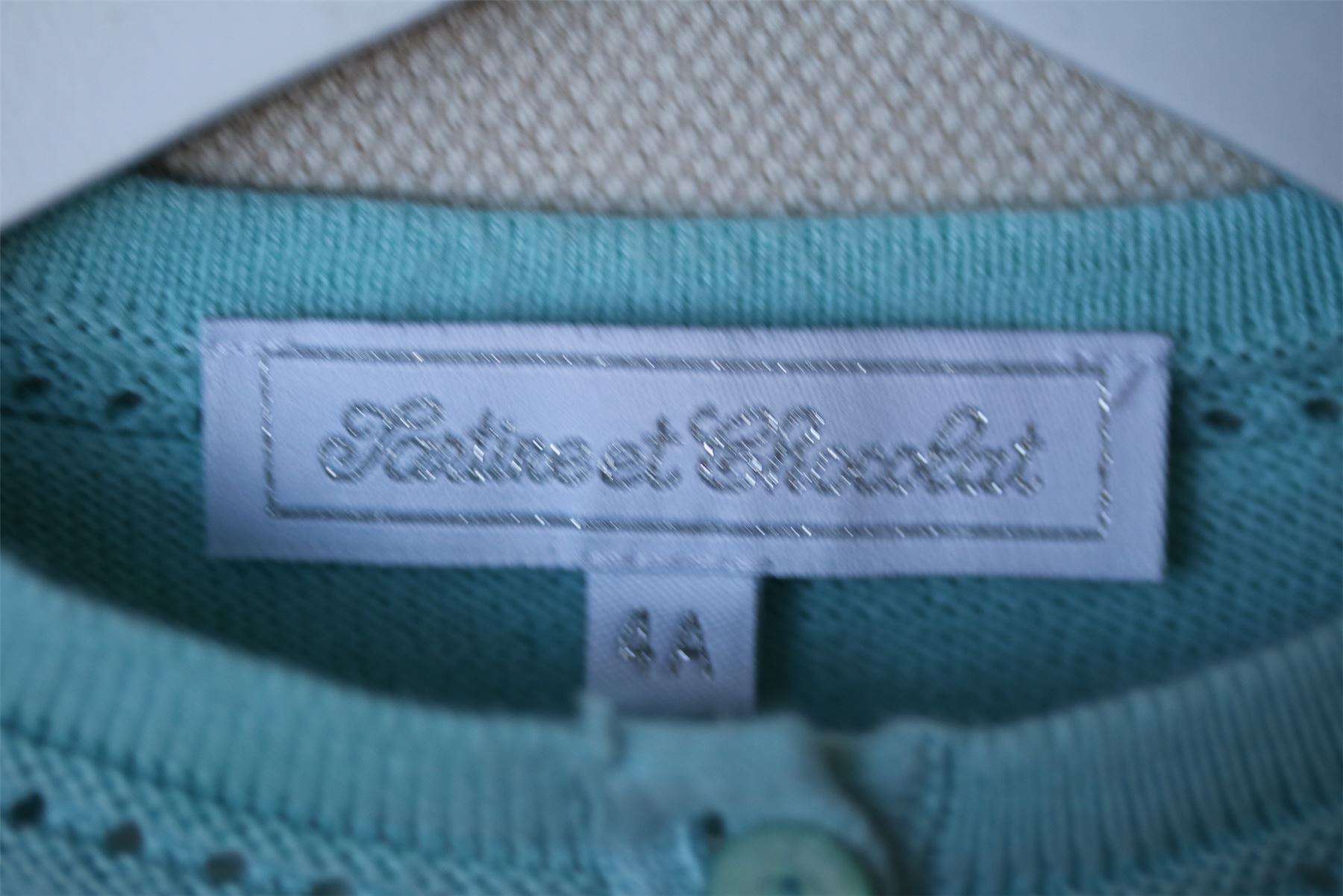 TARTINE ET CHOCOLAT PALE BLUE COTTON KNITTED CARDIGAN 4 YEARS - Image 3