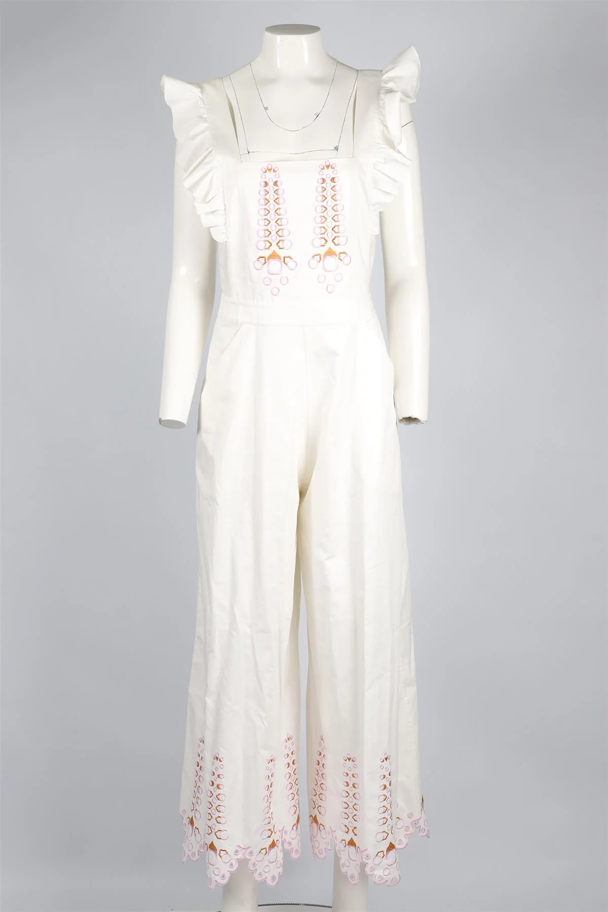 TEMPERLEY LONDON WHITE COTTON JUMPSUIT UK 10 - Image 2