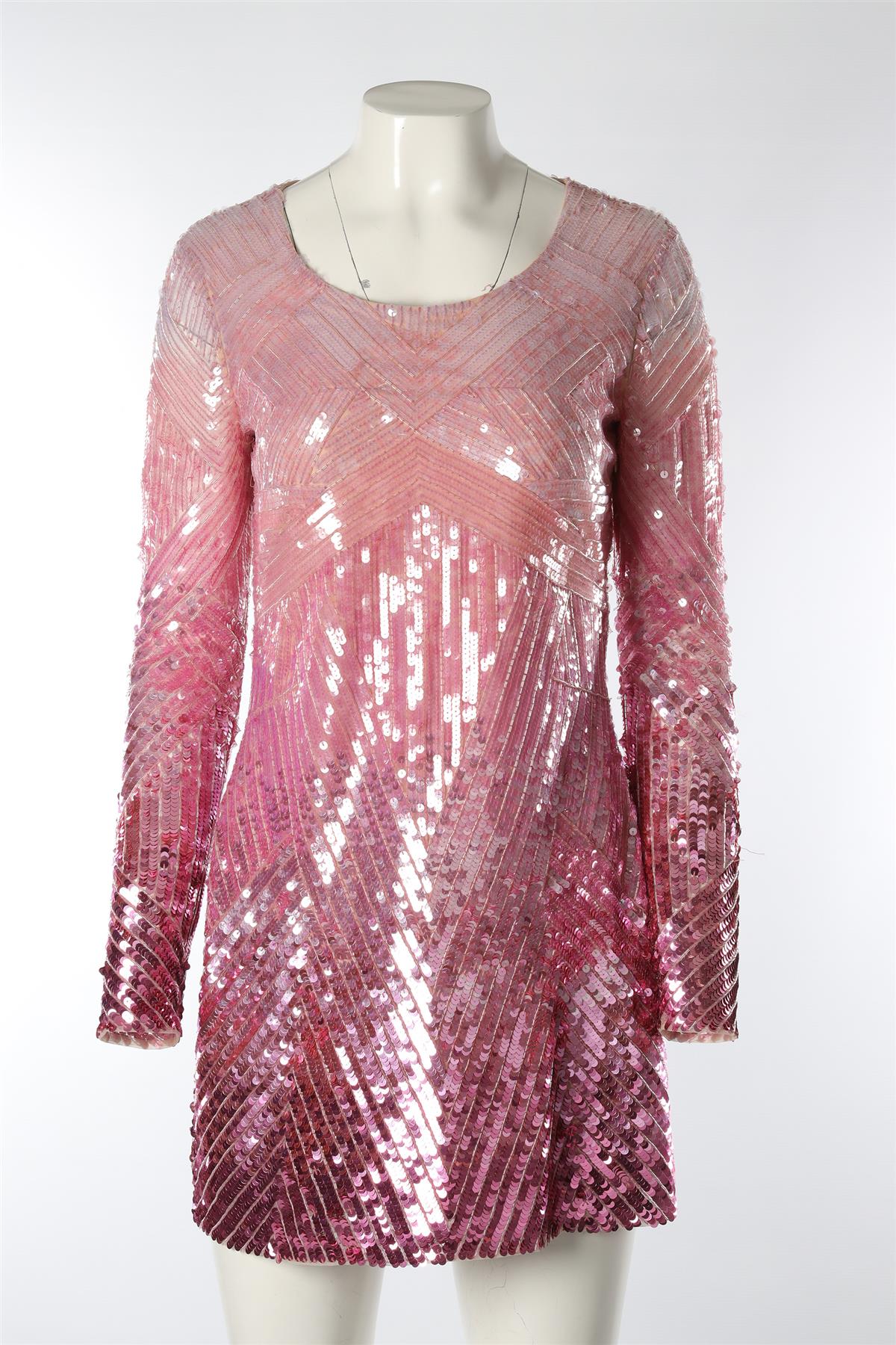 TEMPERLY LONDON PINK SEQUIN MINI DRESS UK 8 - Image 2