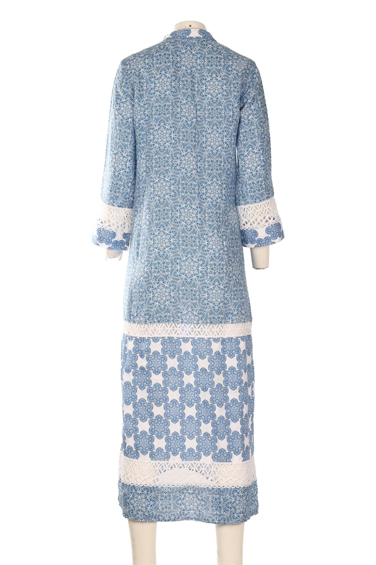 TEMPTATION POSITANO BLUE LINEN MAXI DRESS XSMALL - Image 4
