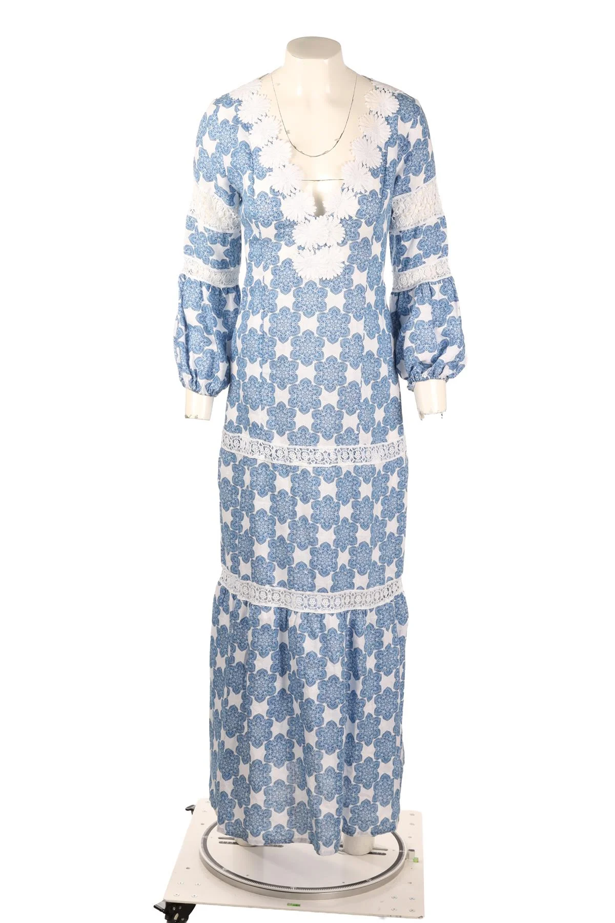 TEMPTATION POSITANO BLUE LINEN MAXI DRESS XSMALL - Image 2