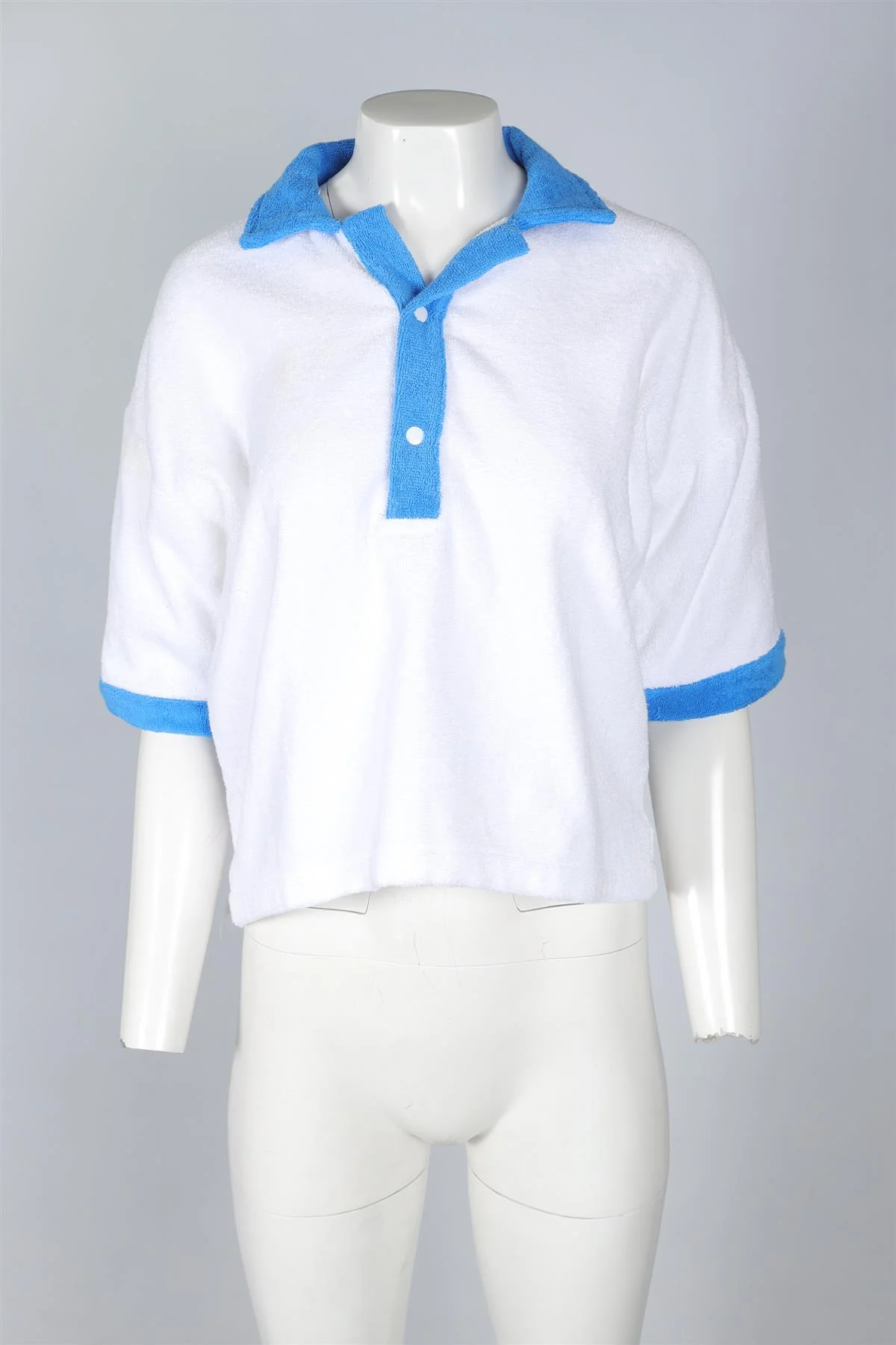 TERRY TOWELLING WHITE COTTON SHIRT SMALL/MEDIUM - Image 2