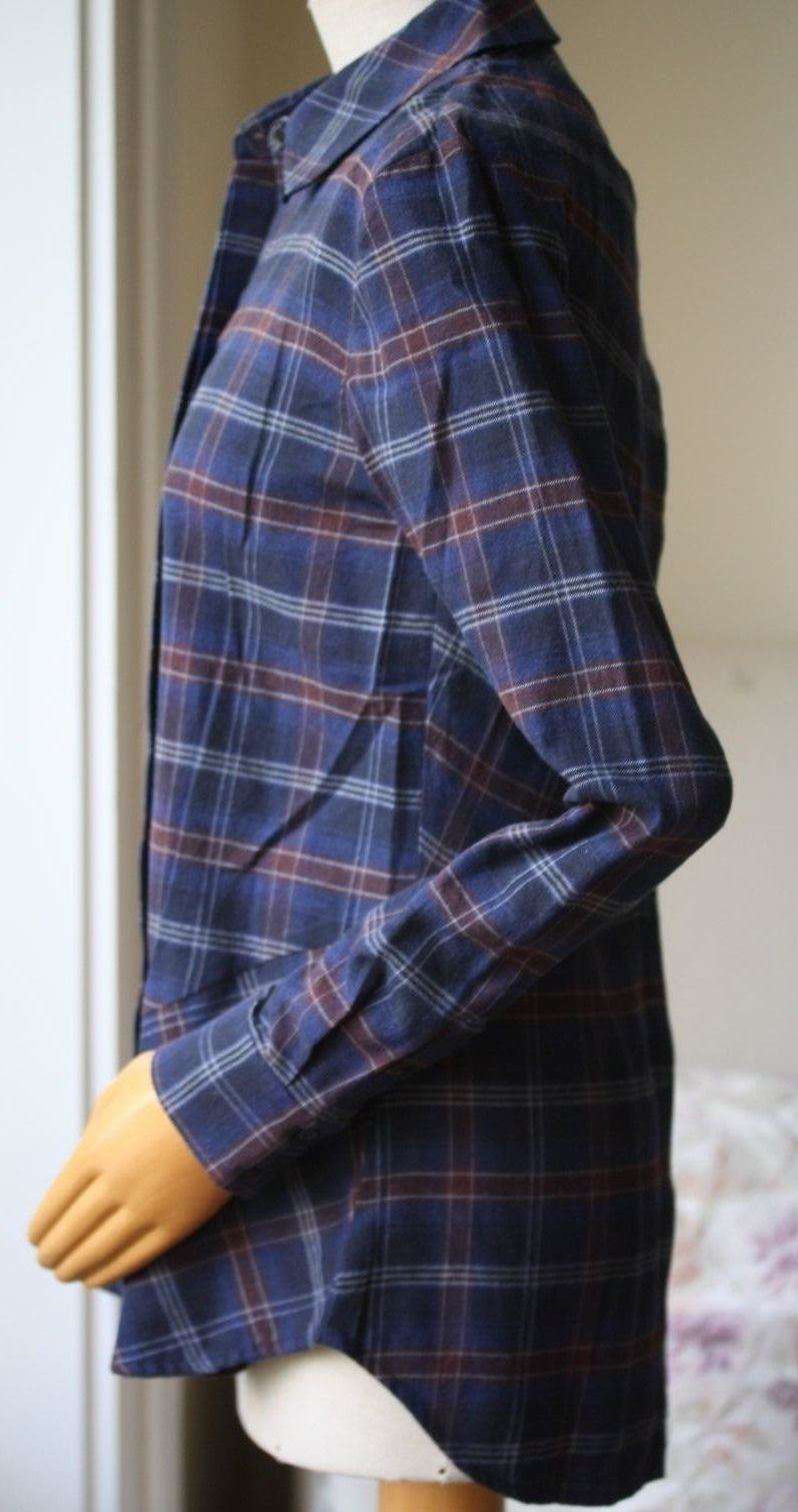 THAKOON ADDITION PLAID FLANNEL OPEN-BACK SHIRT US 2 UK 6 - Image 4