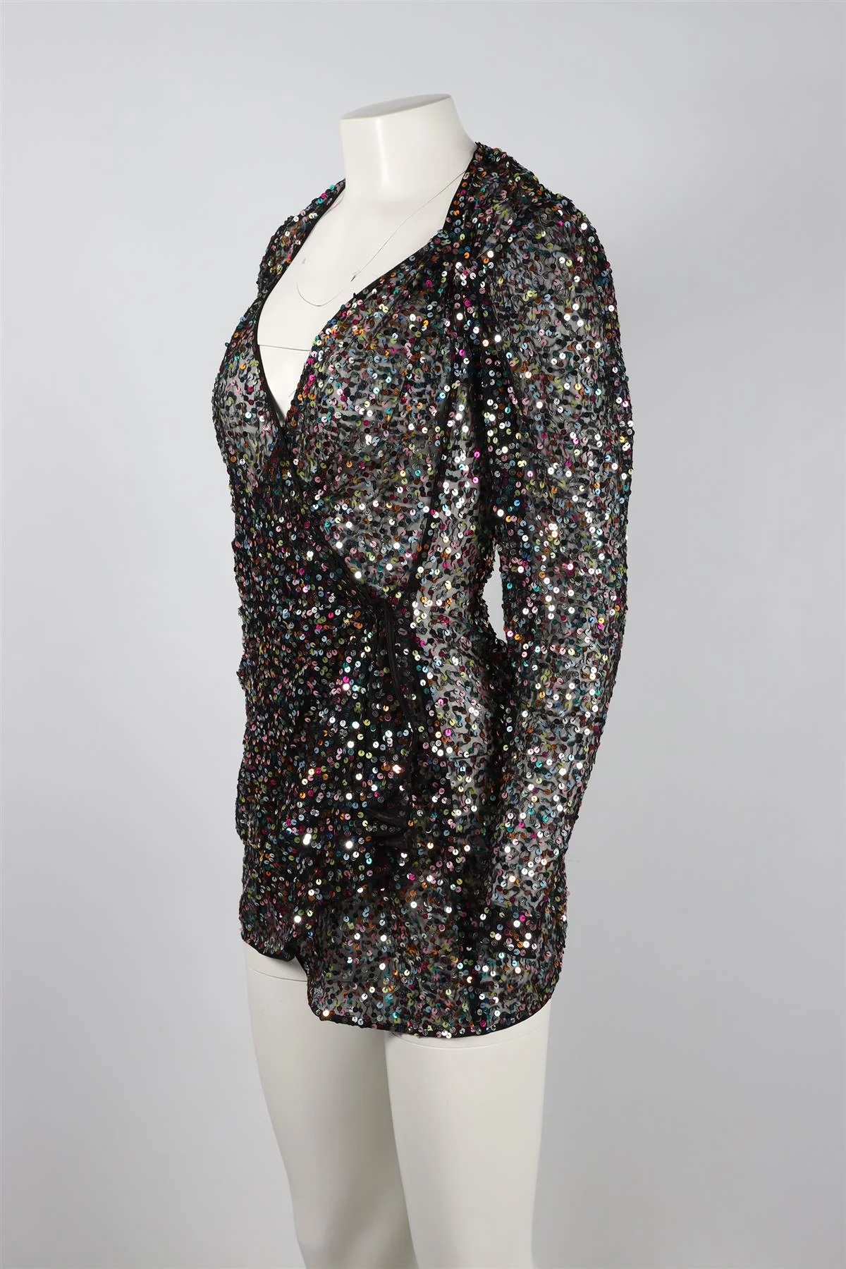 THE ATTICO SEQUIN AND MESH MINI DRESS IT 40 UK 8 - Image 3