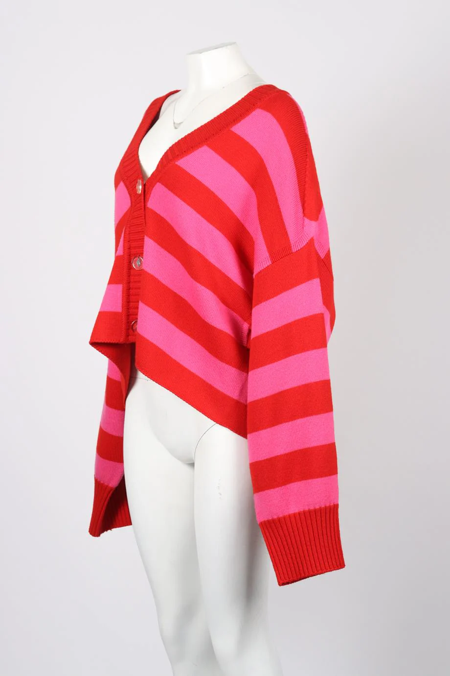 THE ATTICO STRIPPED WOOL CARDIGAN SMALL - Image 3