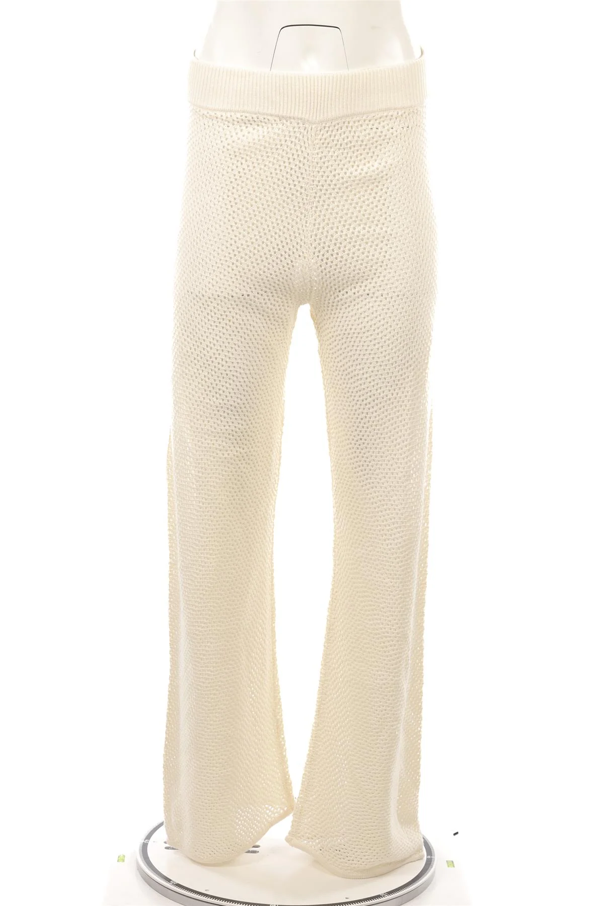 THE BANK IVORY CROCHET FLARED PANTS LARGE - Image 2