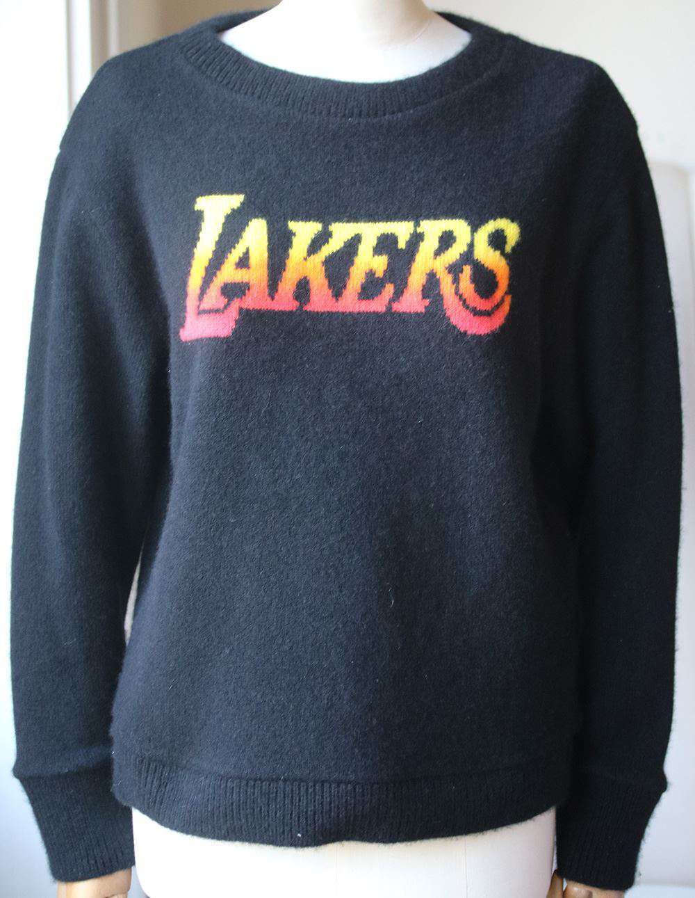 THE ELDER STATESMAN NBA LAKERS LOGO CASHMERE SWEATER SMALL - Image 3