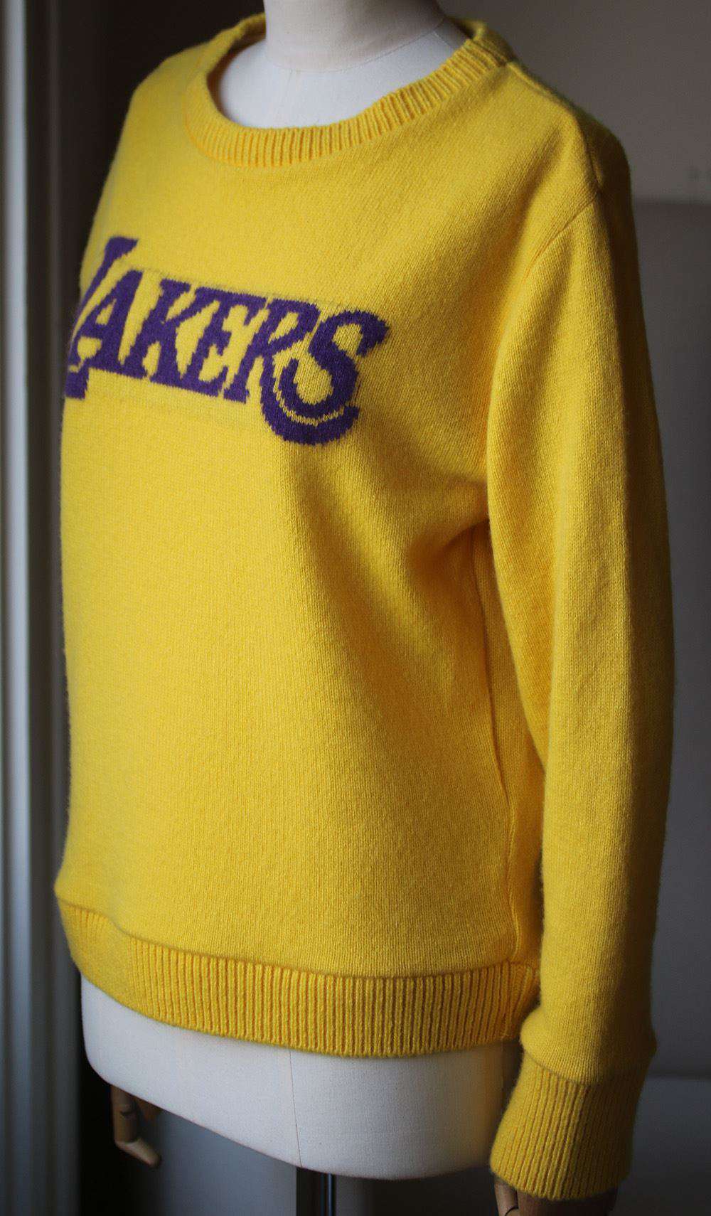 THE ELDER STATESMAN NBA LAKERS LOGO CASHMERE SWEATER SMALL - Image 4