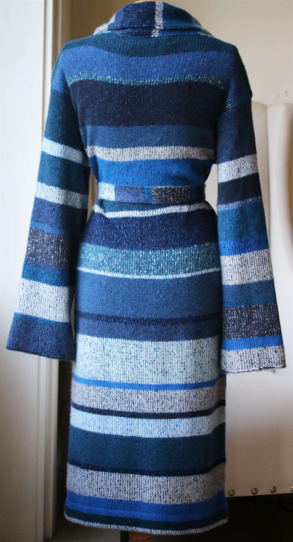 THE ELDER STATESMAN STRIPE BELTED CASHMERE CARDIGAN LARGE - Image 3