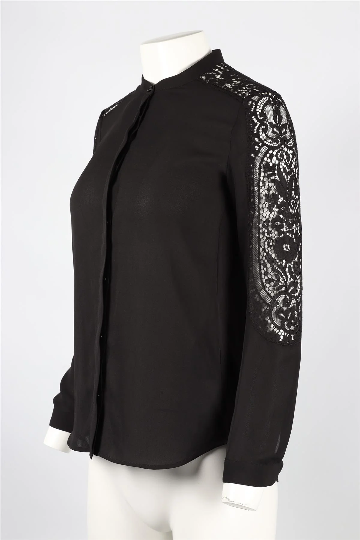 THE KOOPLES BLACK CHIFFON AND LACE SHIRT SIZE XS - Image 3
