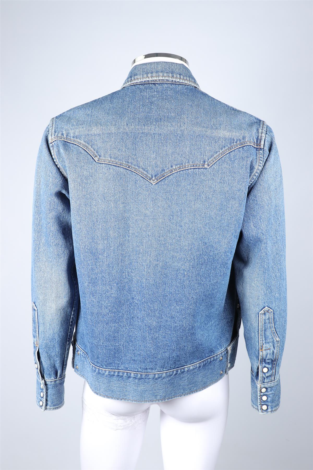 THE LETTERS BLUE MEN'S DENIM JACKET MEDIUM - Image 4