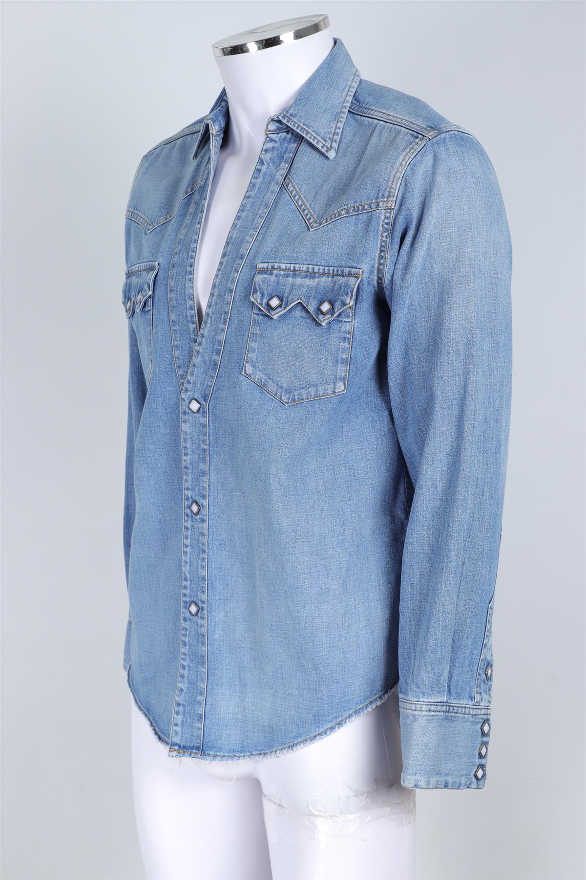 THE LETTERS BLUE MEN'S DENIM SHIRT MEDIUM - Image 3