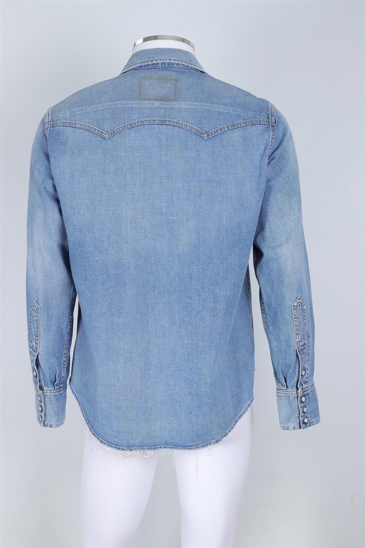 THE LETTERS BLUE MEN'S DENIM SHIRT MEDIUM - Image 4