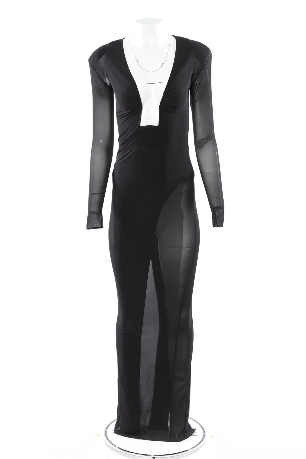 THE NEW ARRIVALS ILKYAZ OZEL BLACK JERSEY MAXI DRESS IT 36 UK 4 - Image 2