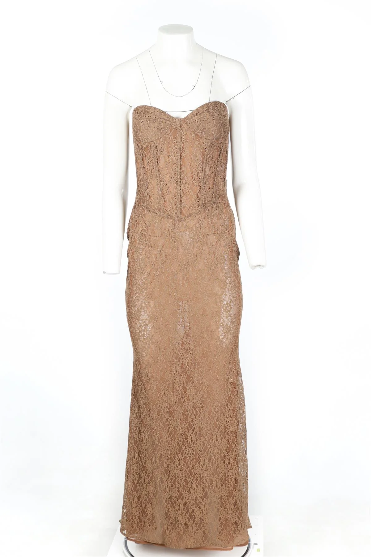 THE NEW ARRIVALS ILKYAZ OZEL BROWN LACE MAXI DRESS IT 36 UK 4 - Image 2