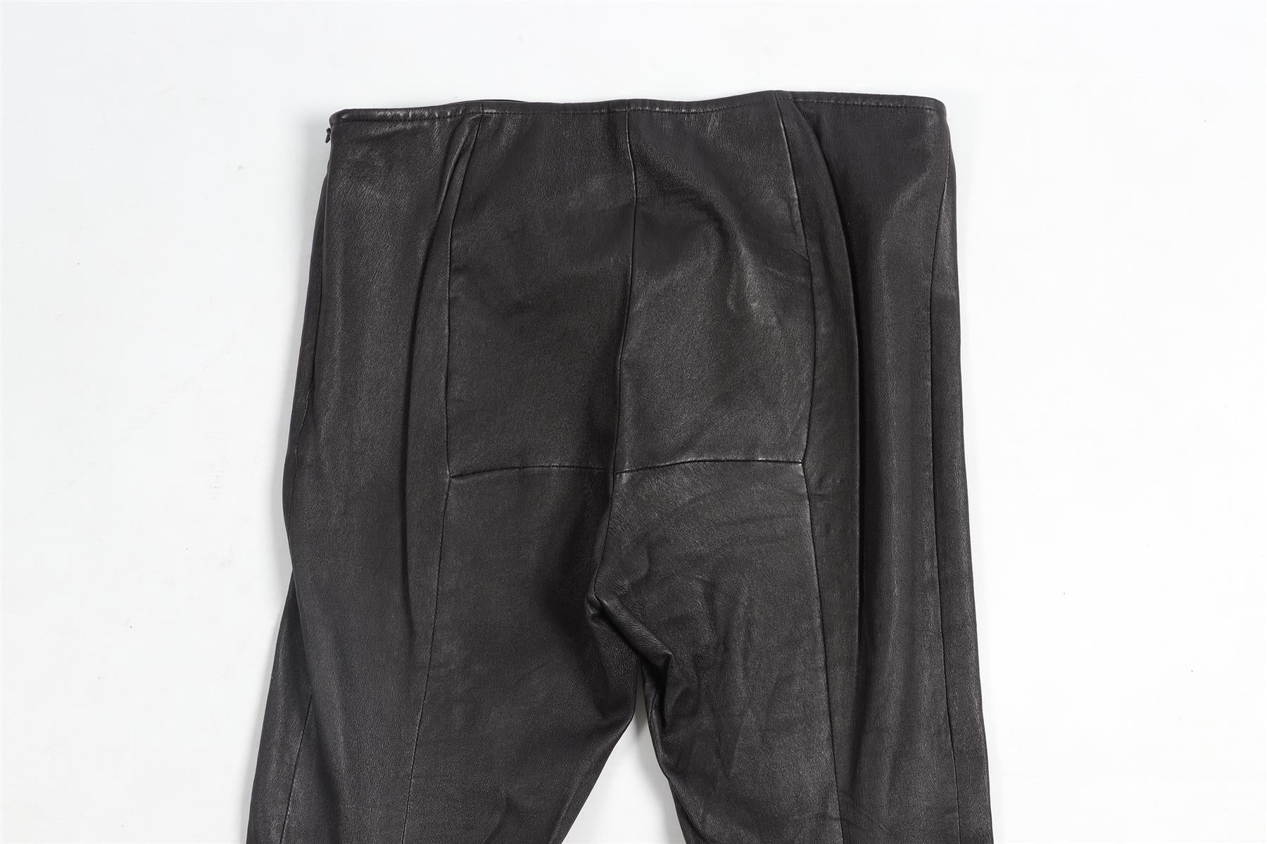 THE ROW BLACK LEATHER SKINNY PANTS LARGE - Image 5