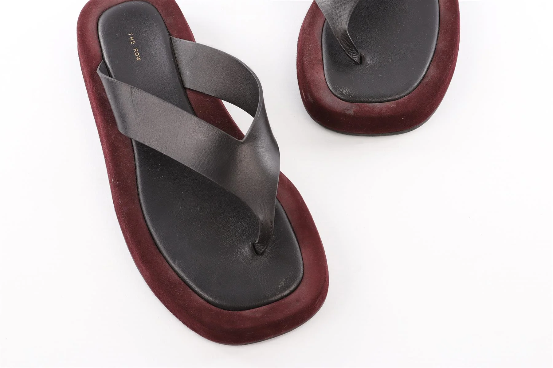 THE ROW BURGUNDY GINZA SUEDE FLIPFLOPS EU 40 UK 7 US 10 - Image 4