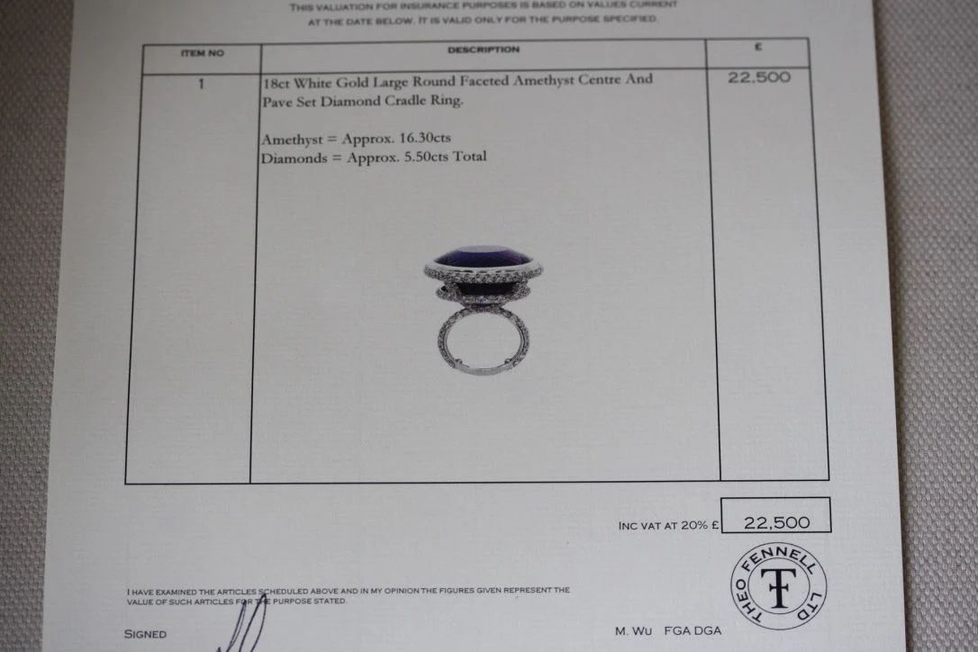 THEO FENNELL AMETHYST AND DIAMOND WHITE GOLD RING - Image 9