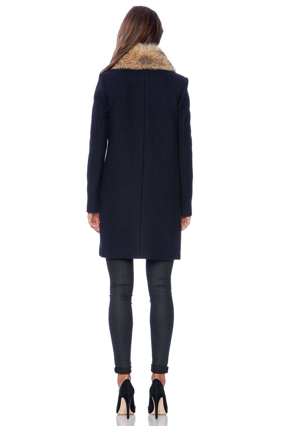 THEORY BELIZE COYOTE FUR TRIMMED COAT SMALL - Image 2