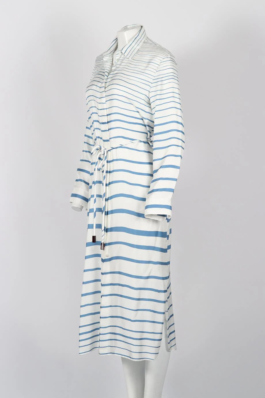 THEORY BELTED STRIPPED SILK MIDI DRESS MEDIUM - Image 3