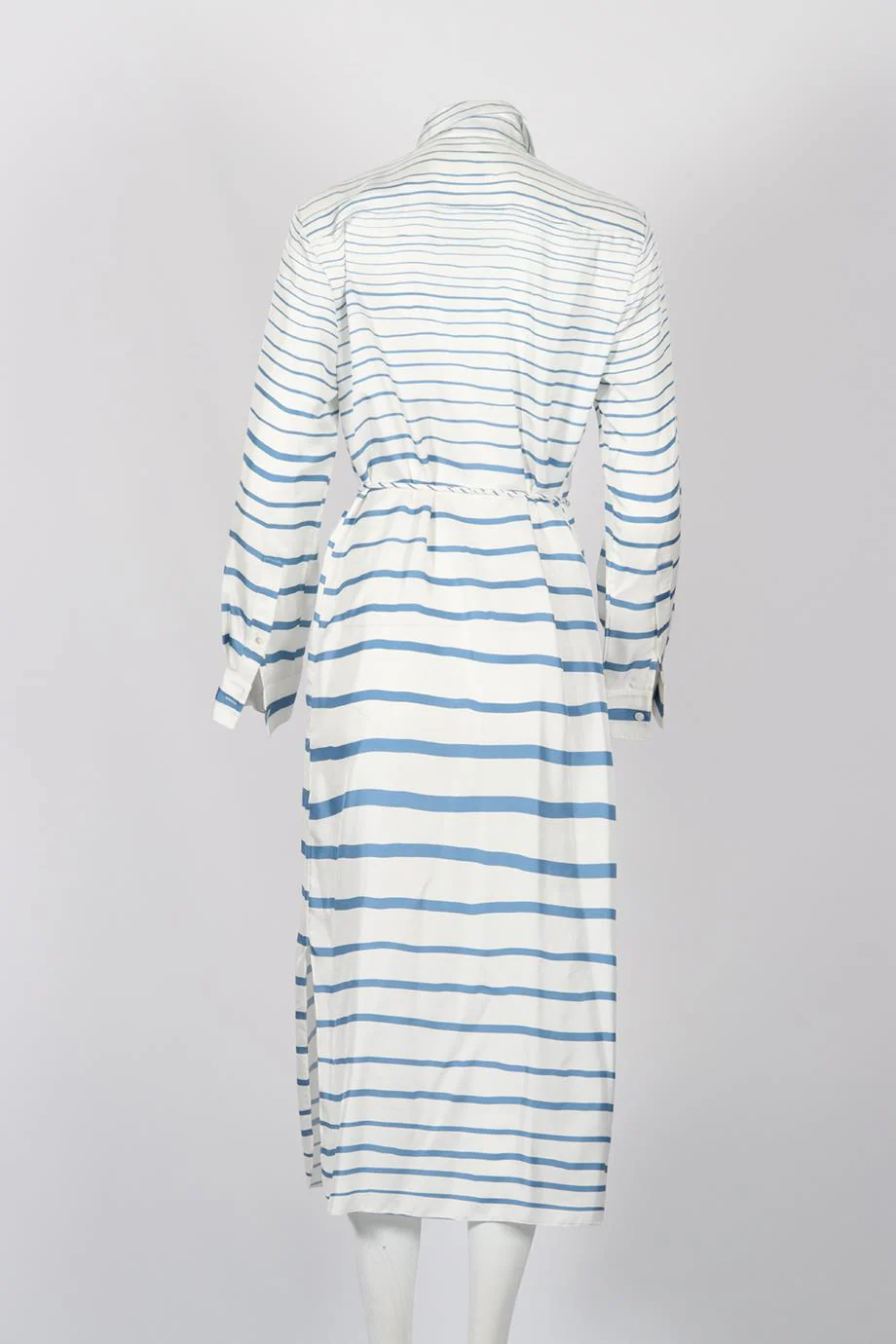 THEORY BELTED STRIPPED SILK MIDI DRESS MEDIUM - Image 4