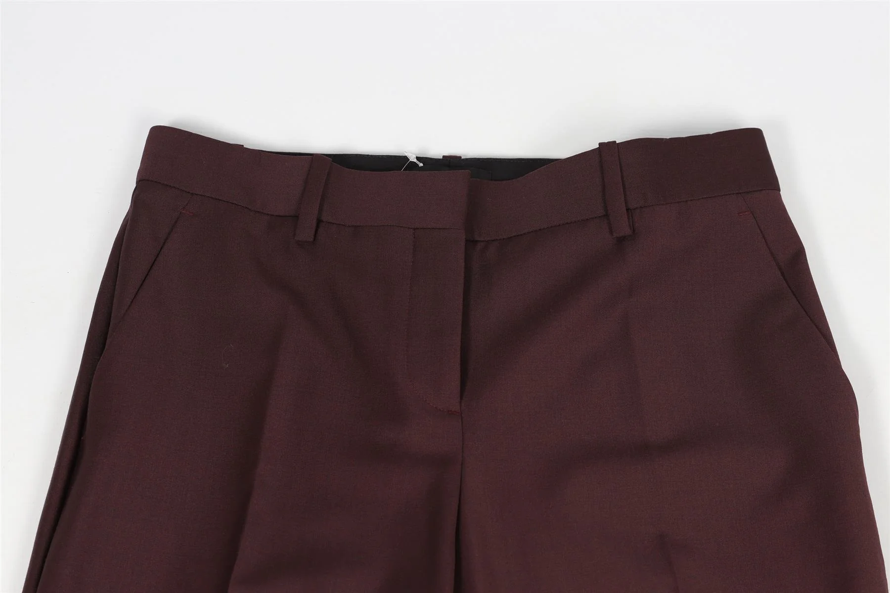 THEORY BURGUNDY WOOL BLEND STRAIGHT LEG PANTS US 2 UK 6 - Image 3
