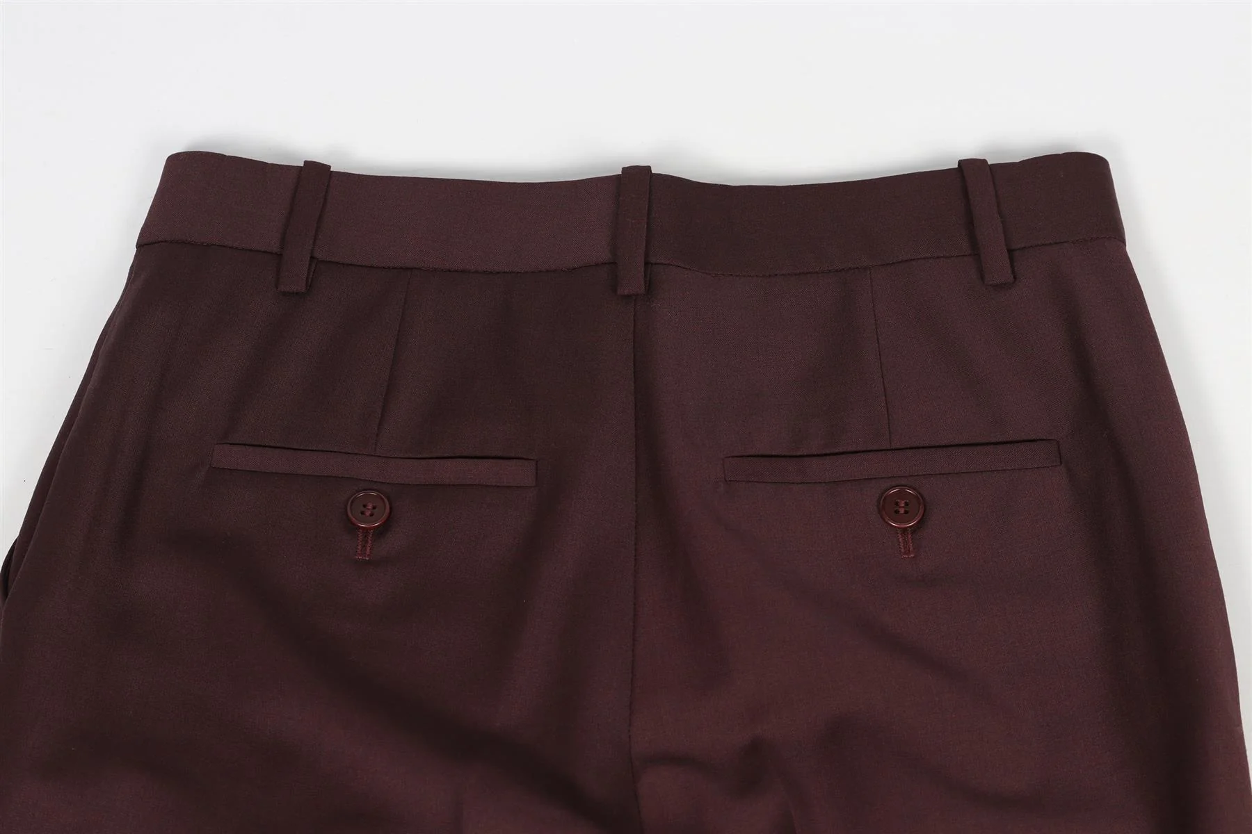 THEORY BURGUNDY WOOL BLEND STRAIGHT LEG PANTS US 2 UK 6 - Image 5